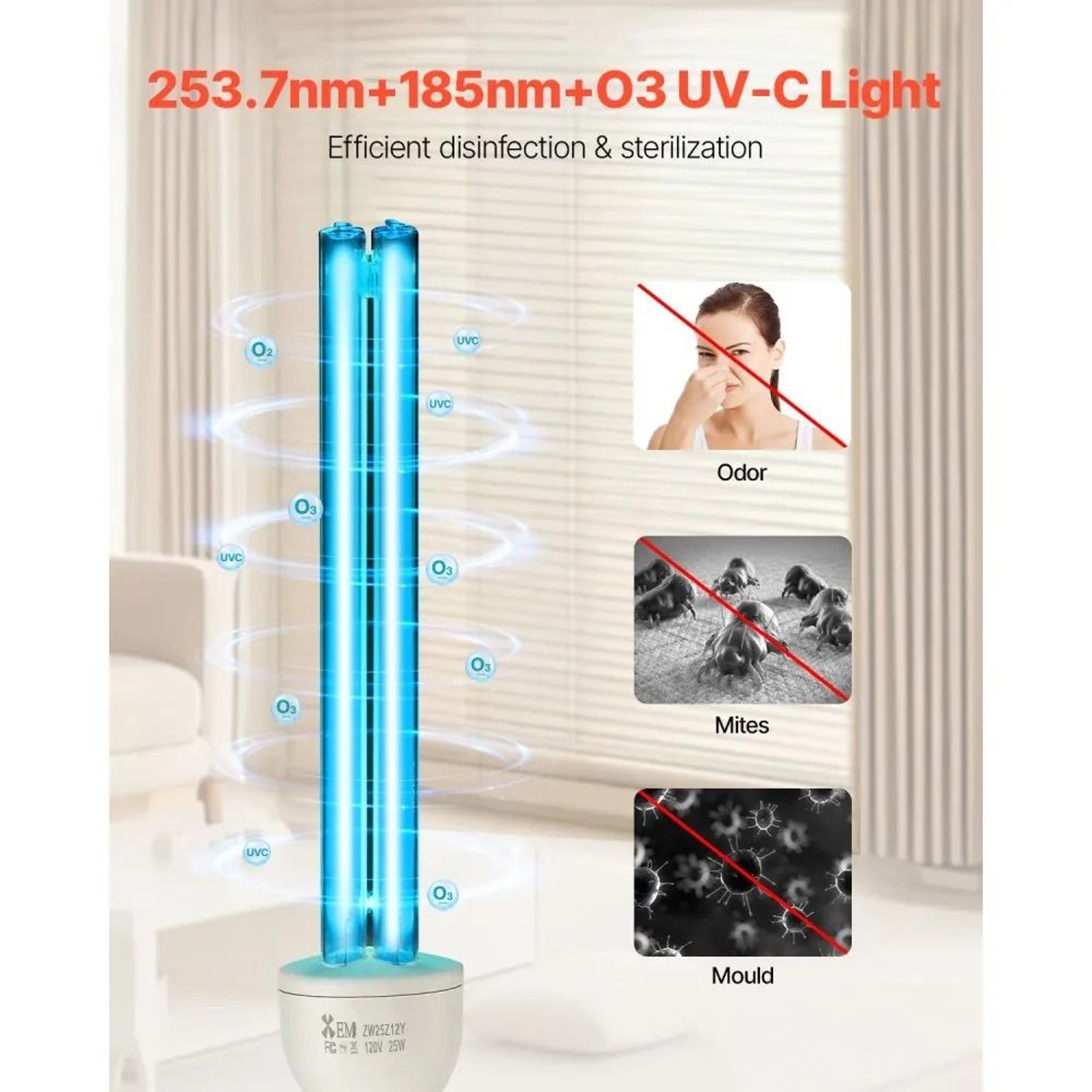 UV Light Bulb 4 Pack 25W UVC Lamp With Ozone Air Cleaner E27 Base 1