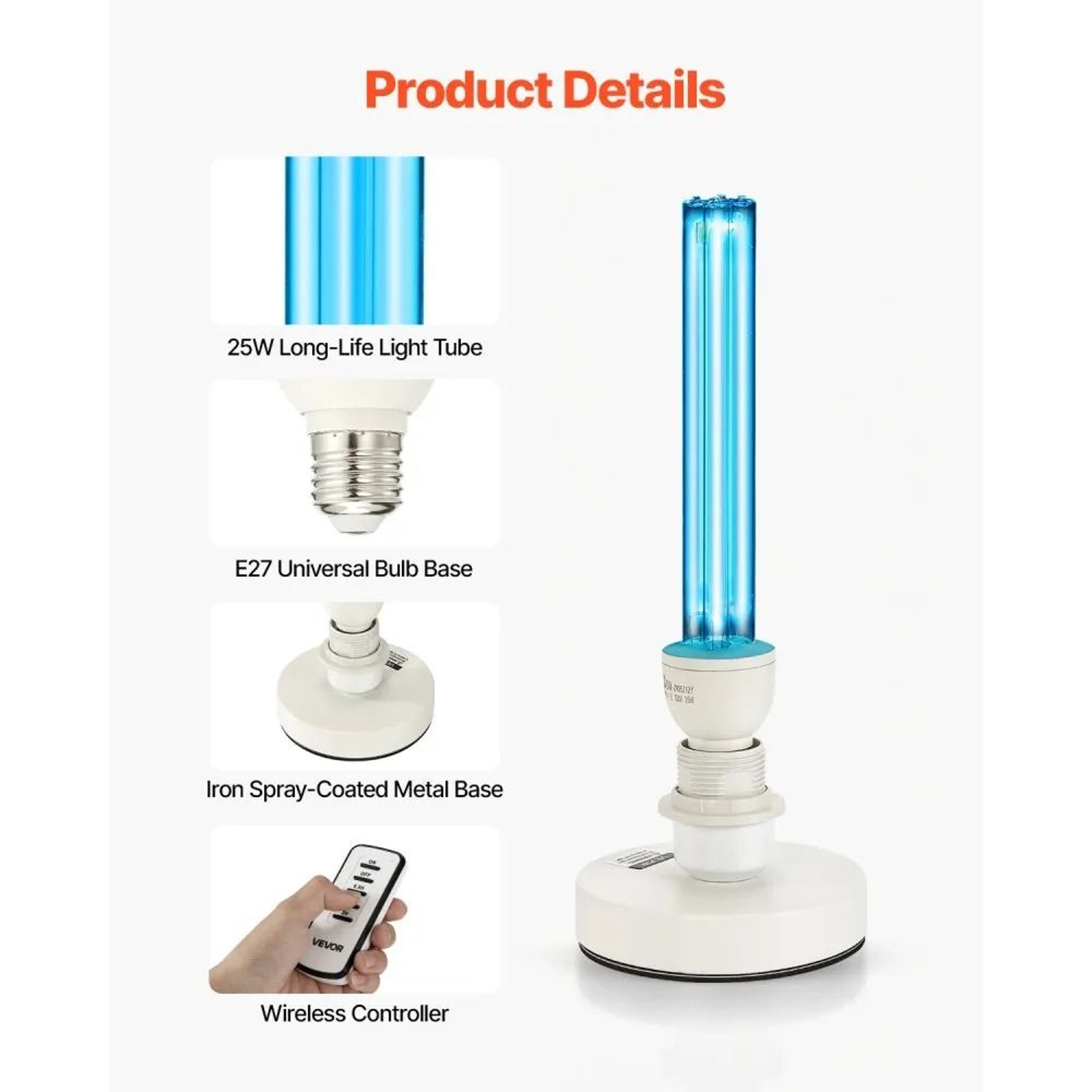 25W UVC Light Sanitizer With Ozone Purifier Remote Control And Timer For Room Cleaning 4