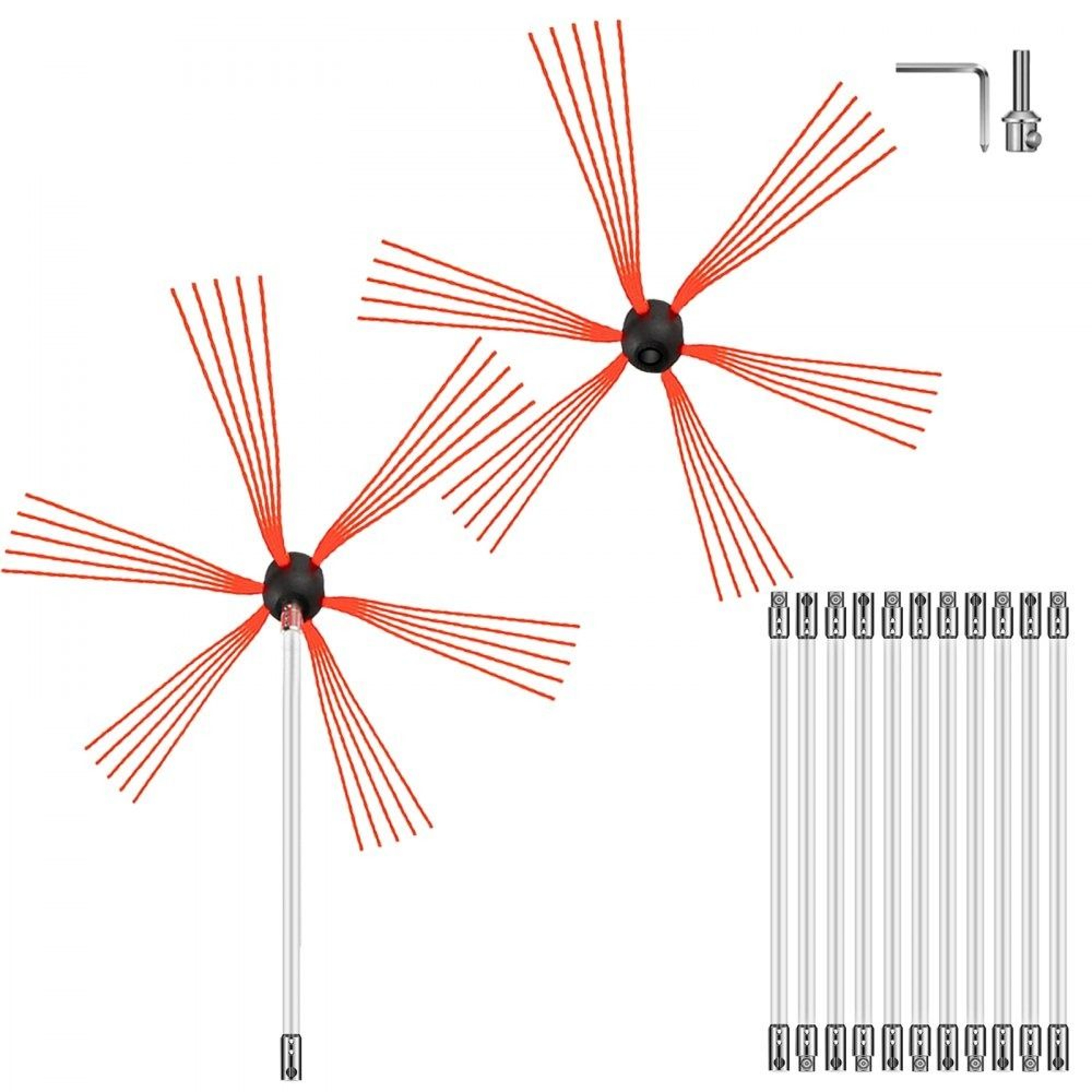 39FT Chimney Sweep Kit With Rotary Brush And Flexible Nylon Rods 7