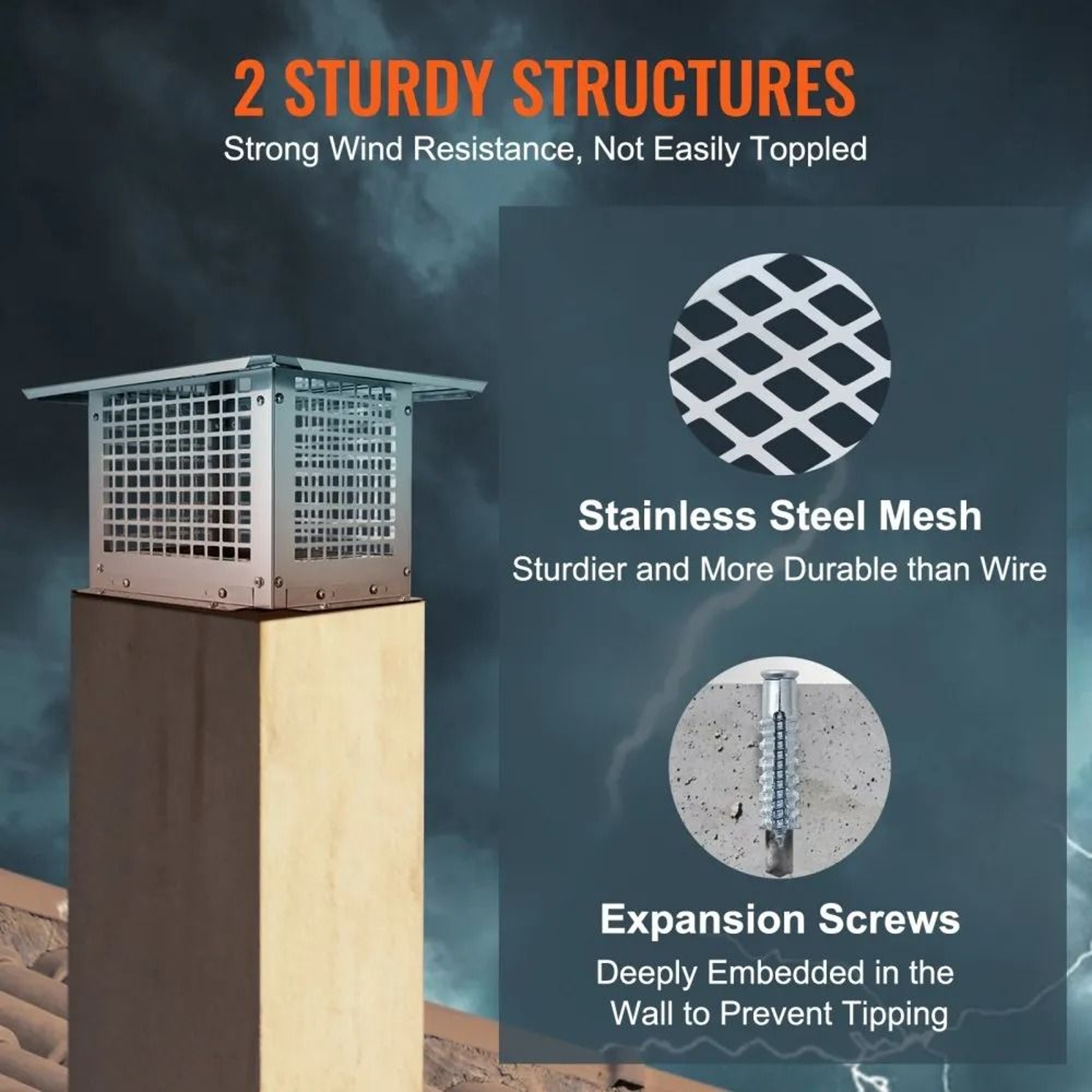 12 X 12 Inch Stainless Steel Chimney Cap Cover For Fireplace Flue Protection 4