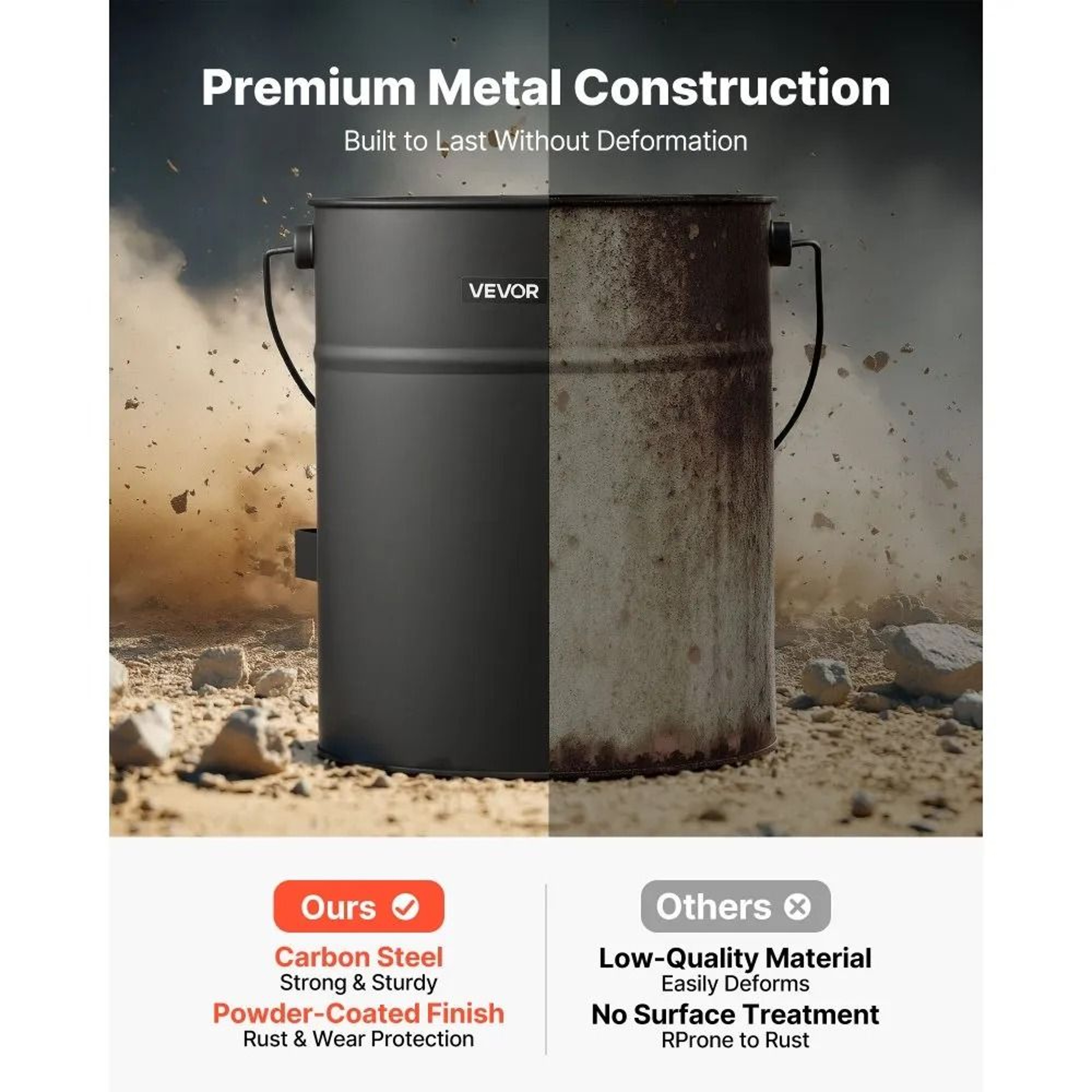Fireplace Ash Bucket Set With Lid Shovel Brush And Gloves 4 GAL Metal Ash Can 5