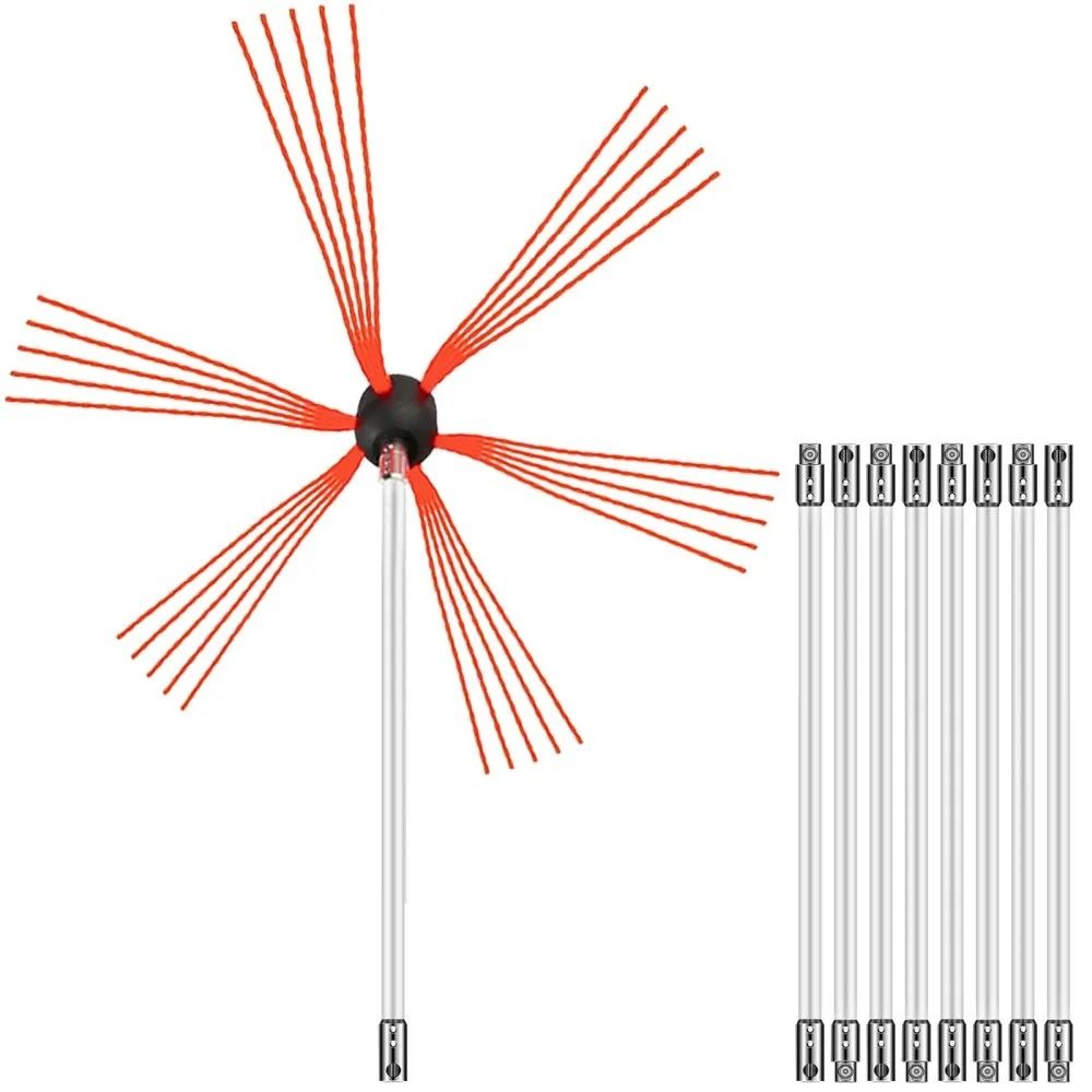 Chimney Sweep Kit 30FT With Drill Powered Rotary Brush And Flexible Rods 7