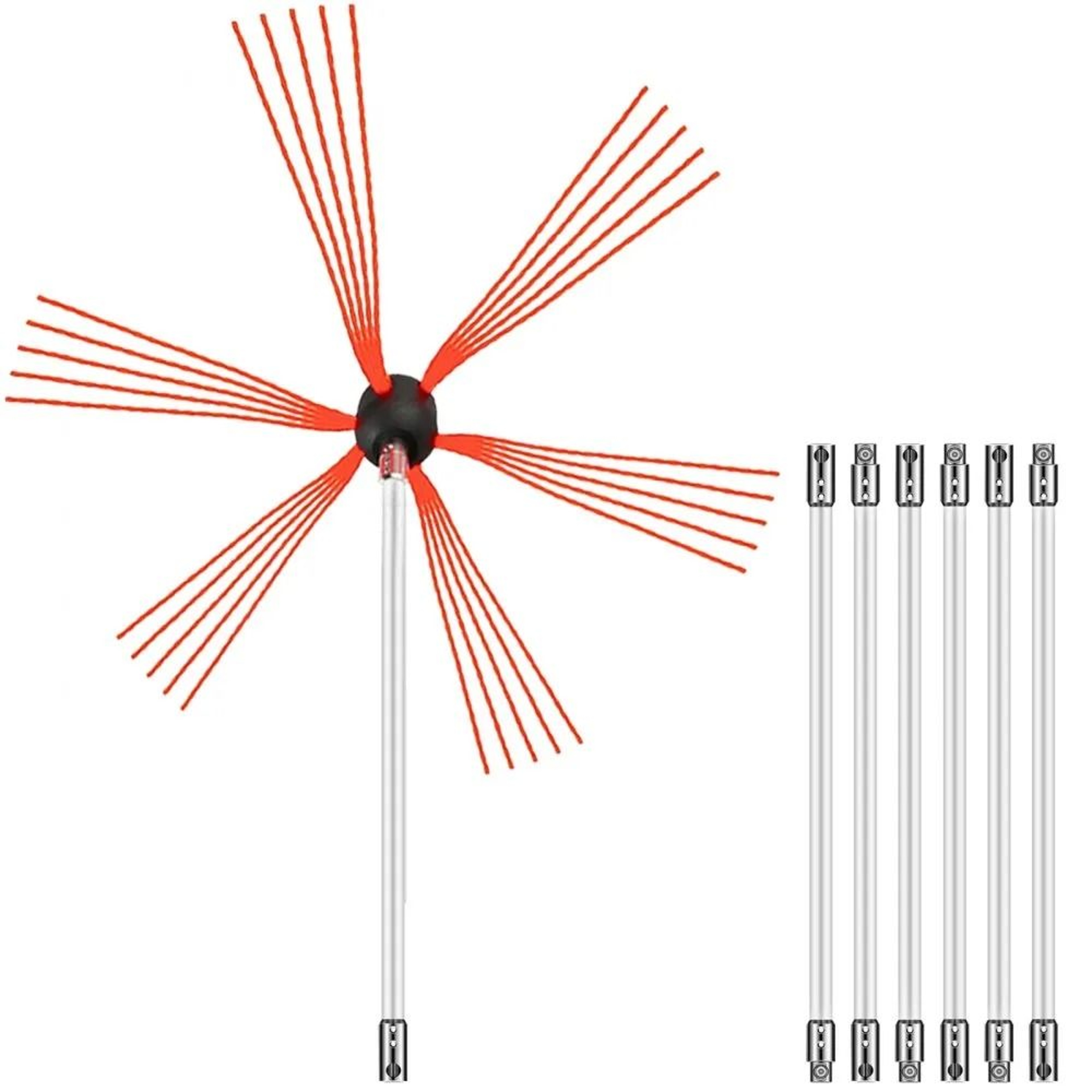 23FT Rotary Chimney Sweep Kit With 7 Flexible Nylon Rods  Drill Adapter For Fireplace Flue Cleaning 0