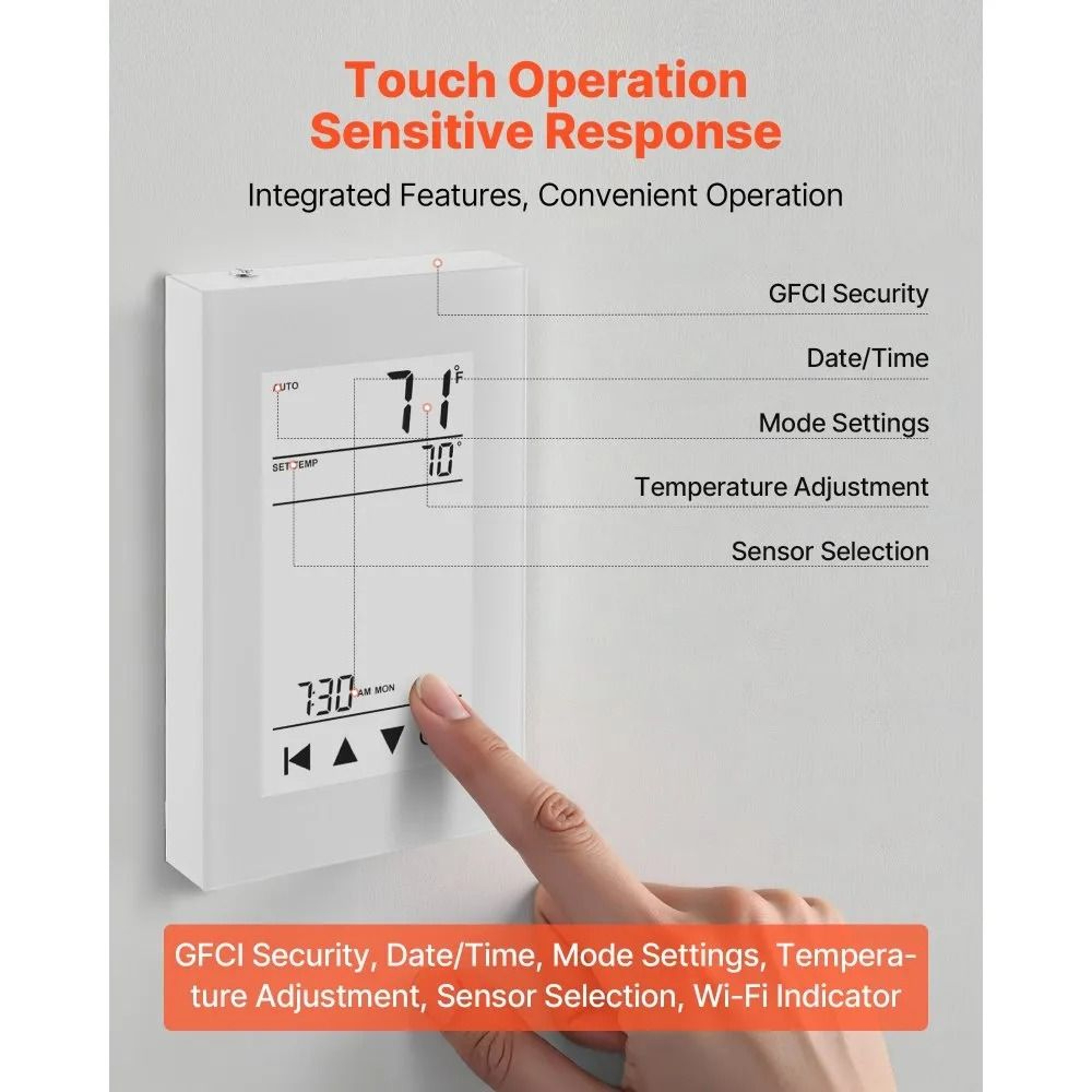 Smart 7Day Programmable Thermostat For Radiant Floor Heating  Heat Pump With LCD Touchscreen 2