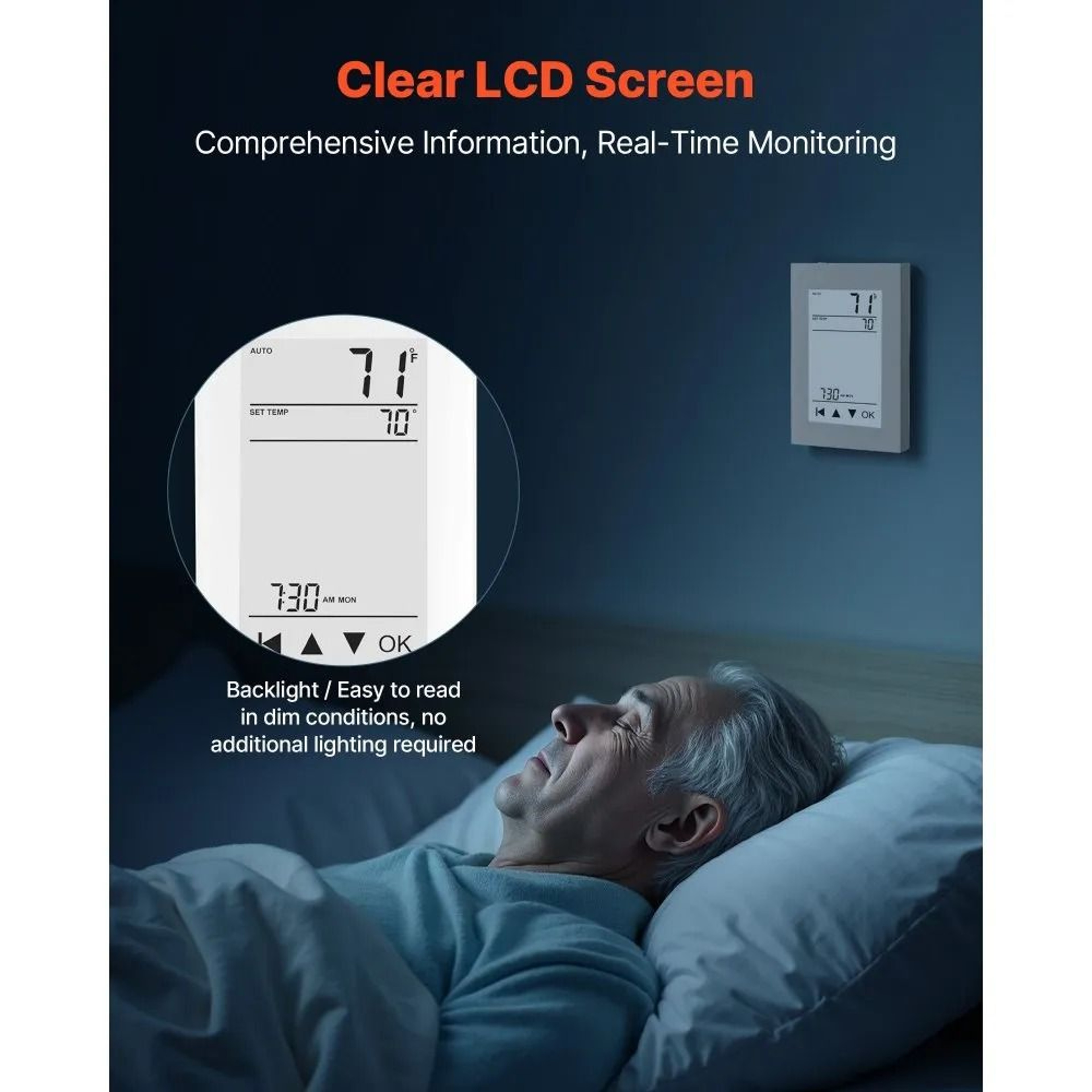 Smart 7Day Programmable Thermostat For Radiant Floor Heating  Heat Pump With LCD Touchscreen 3