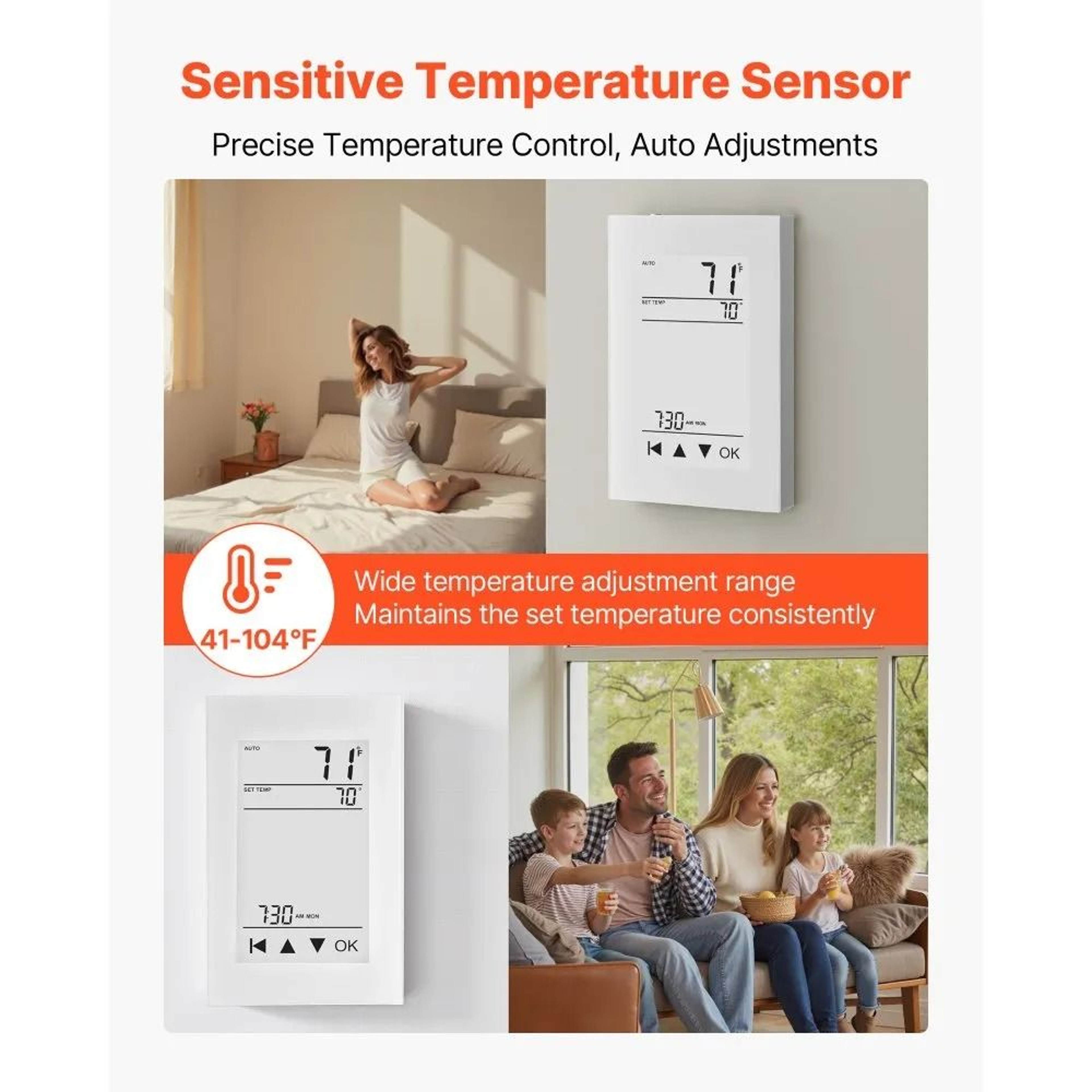 Smart 7Day Programmable Thermostat For Radiant Floor Heating  Heat Pump With LCD Touchscreen 4