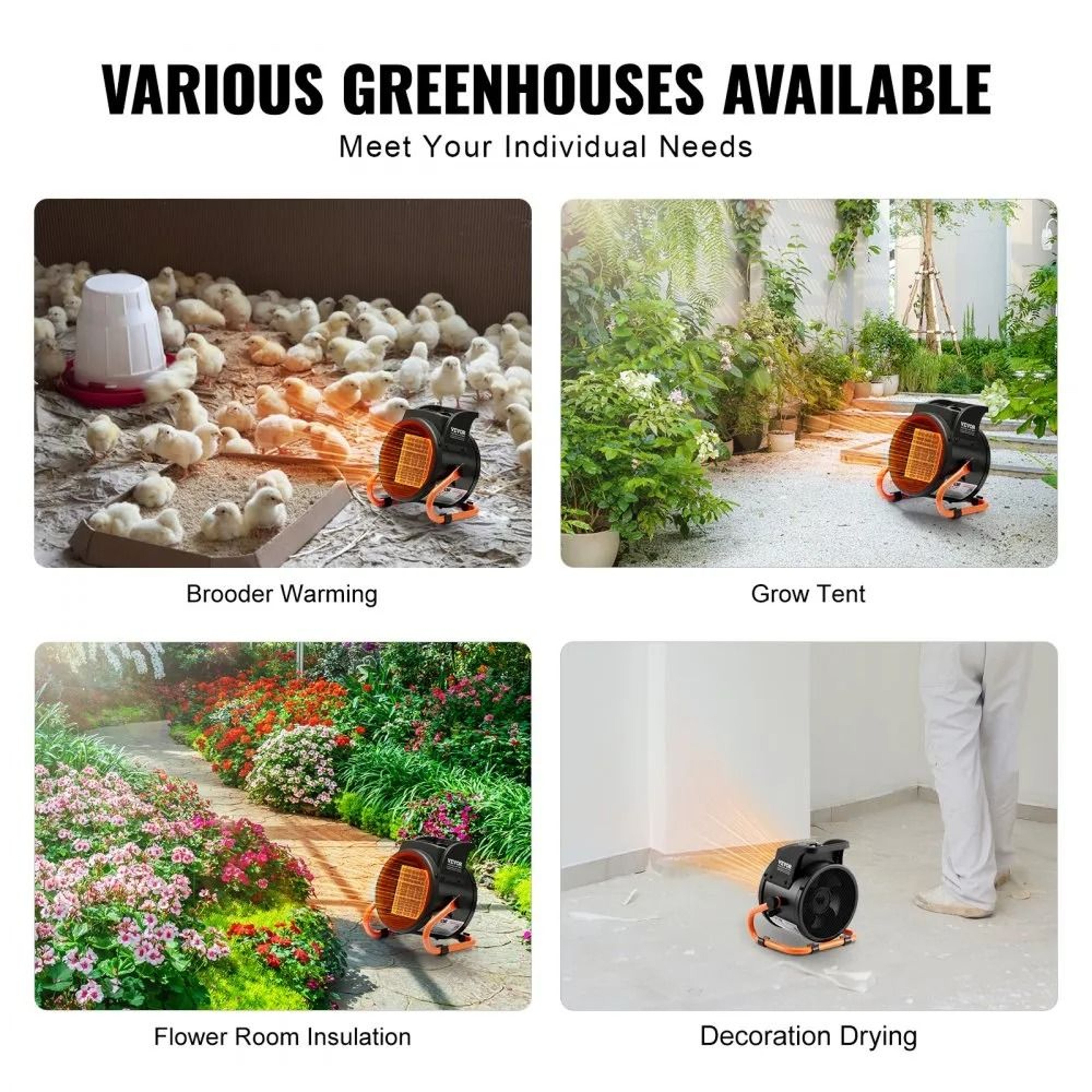 Greenhouse Heater 1500W PTC Heater Portable Grow Tent Heater With 3 Heat Modes 4
