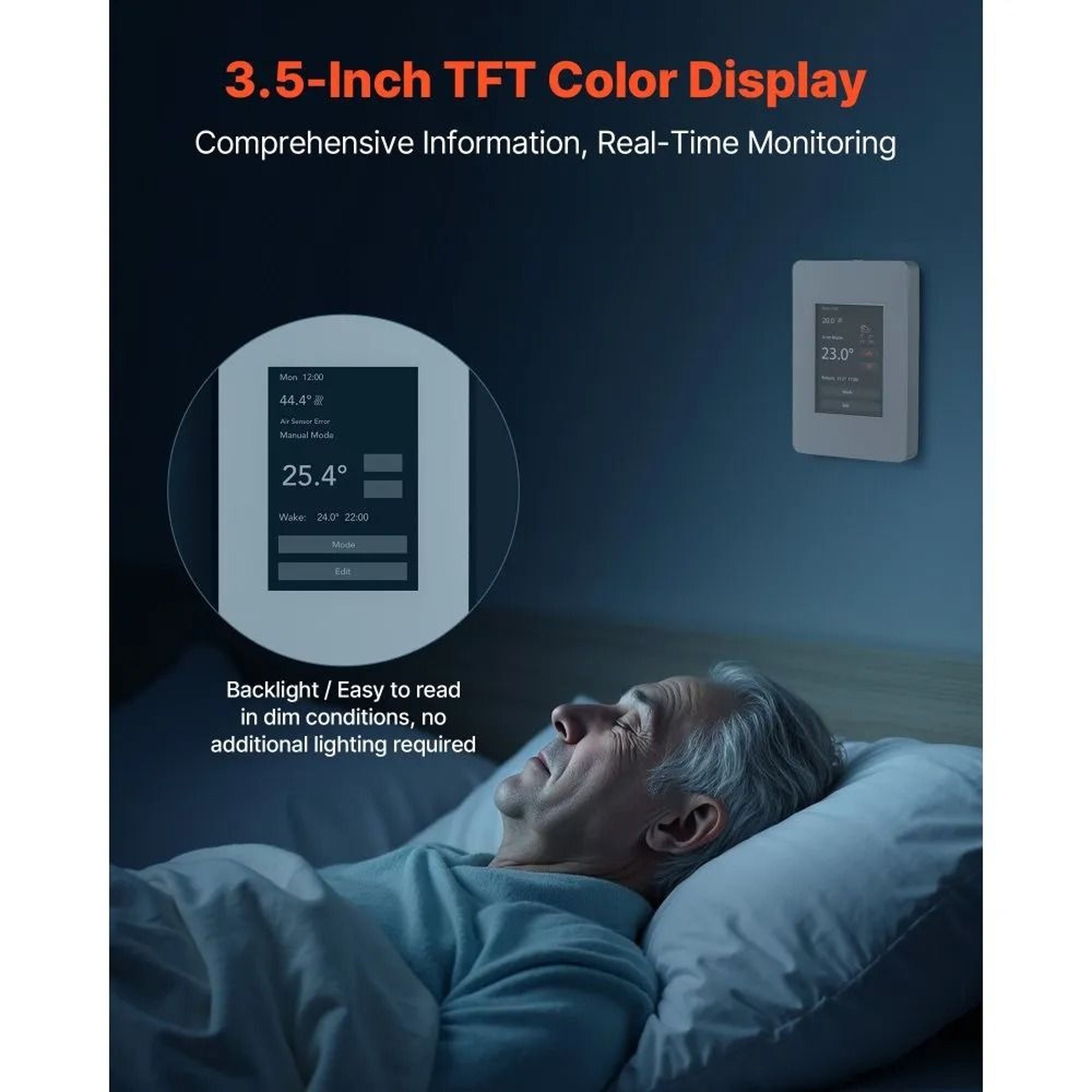 Programmable Thermostat For Radiant Floor Heating With TFT Touchscreen  7Day Scheduling 1