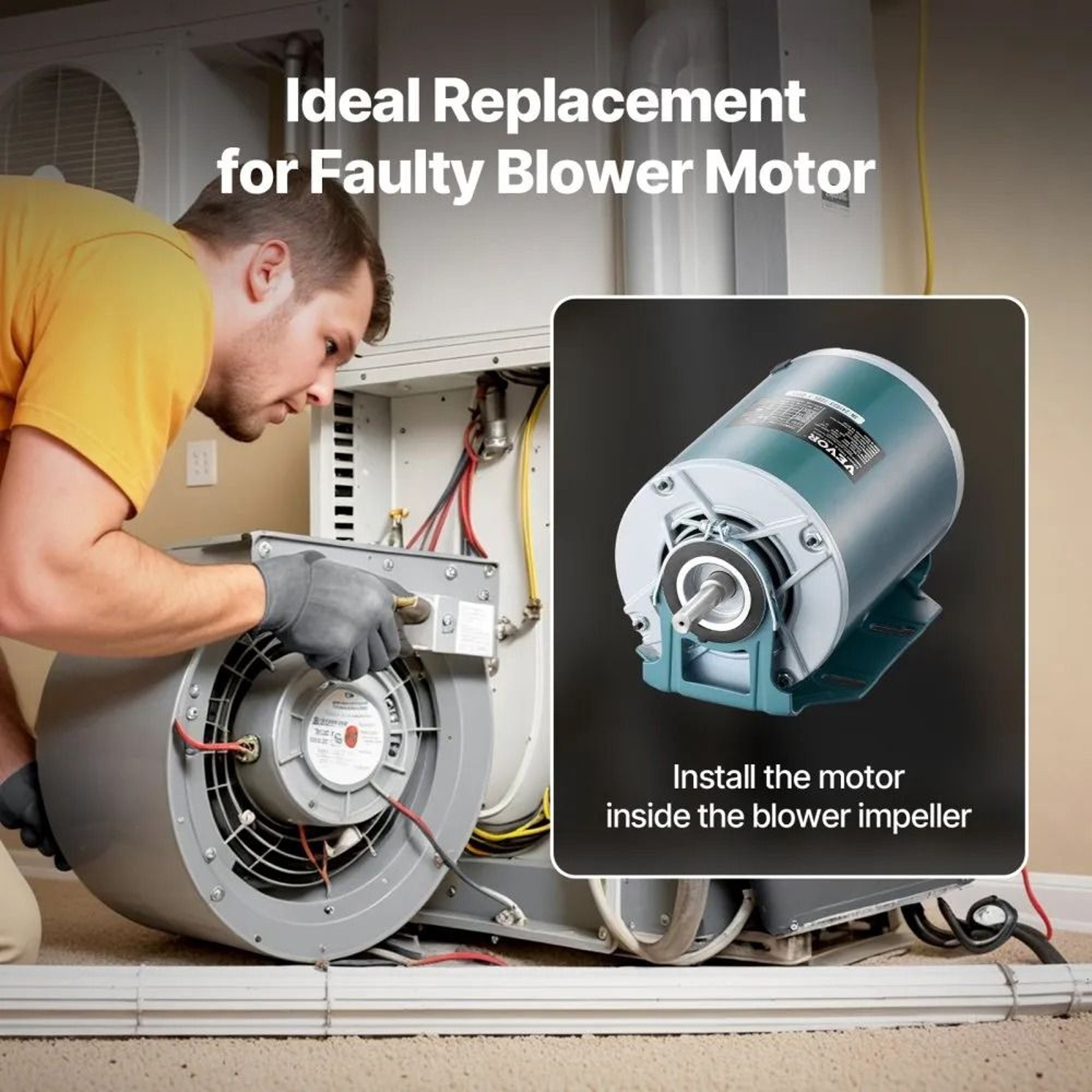 14HP Furnace Blower Motor 115V 1725RPM HVAC Replacement Motor 1