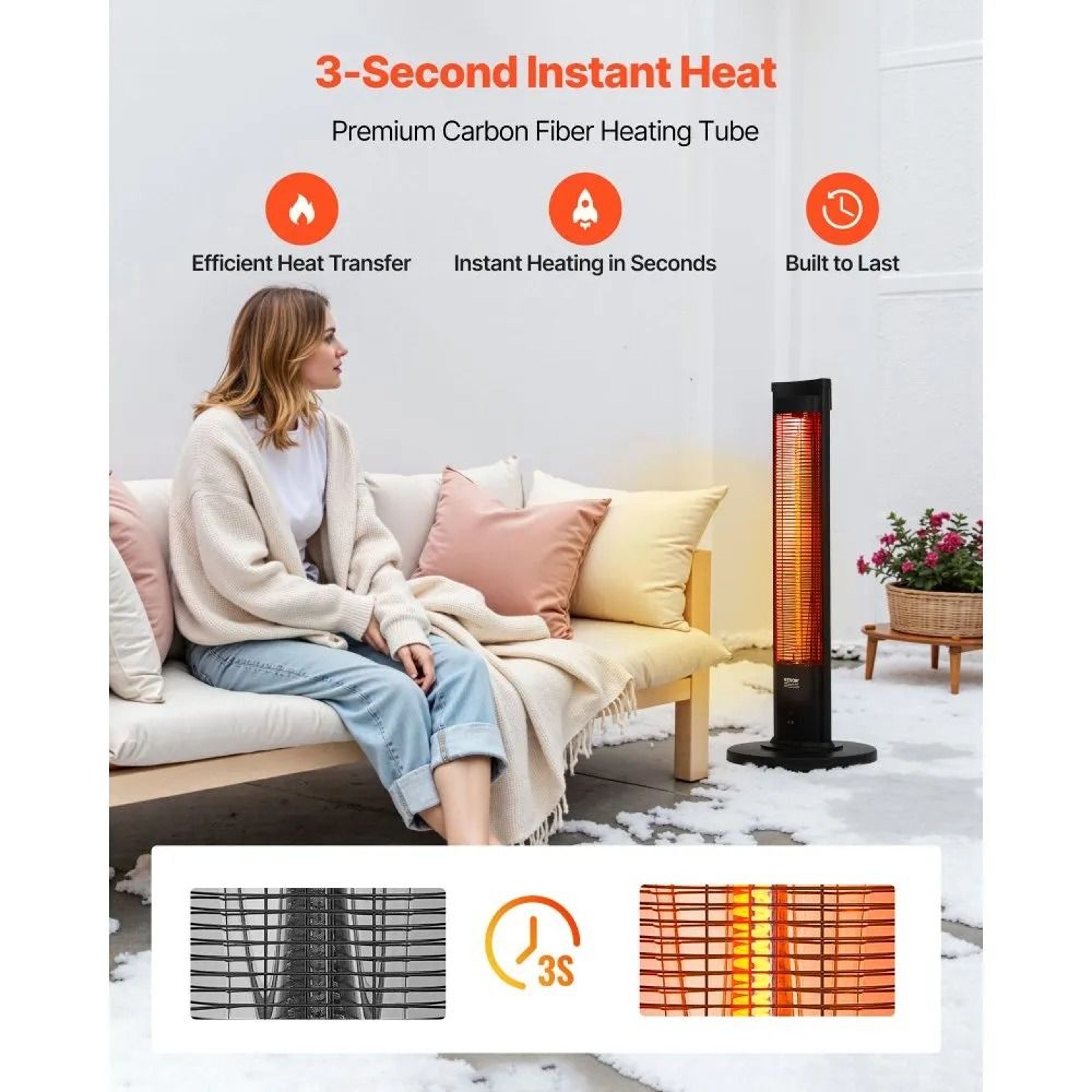 Infrared Heater 1500W Electric Space Heater With Remote Control For Indoor Outdoor Warmth 1