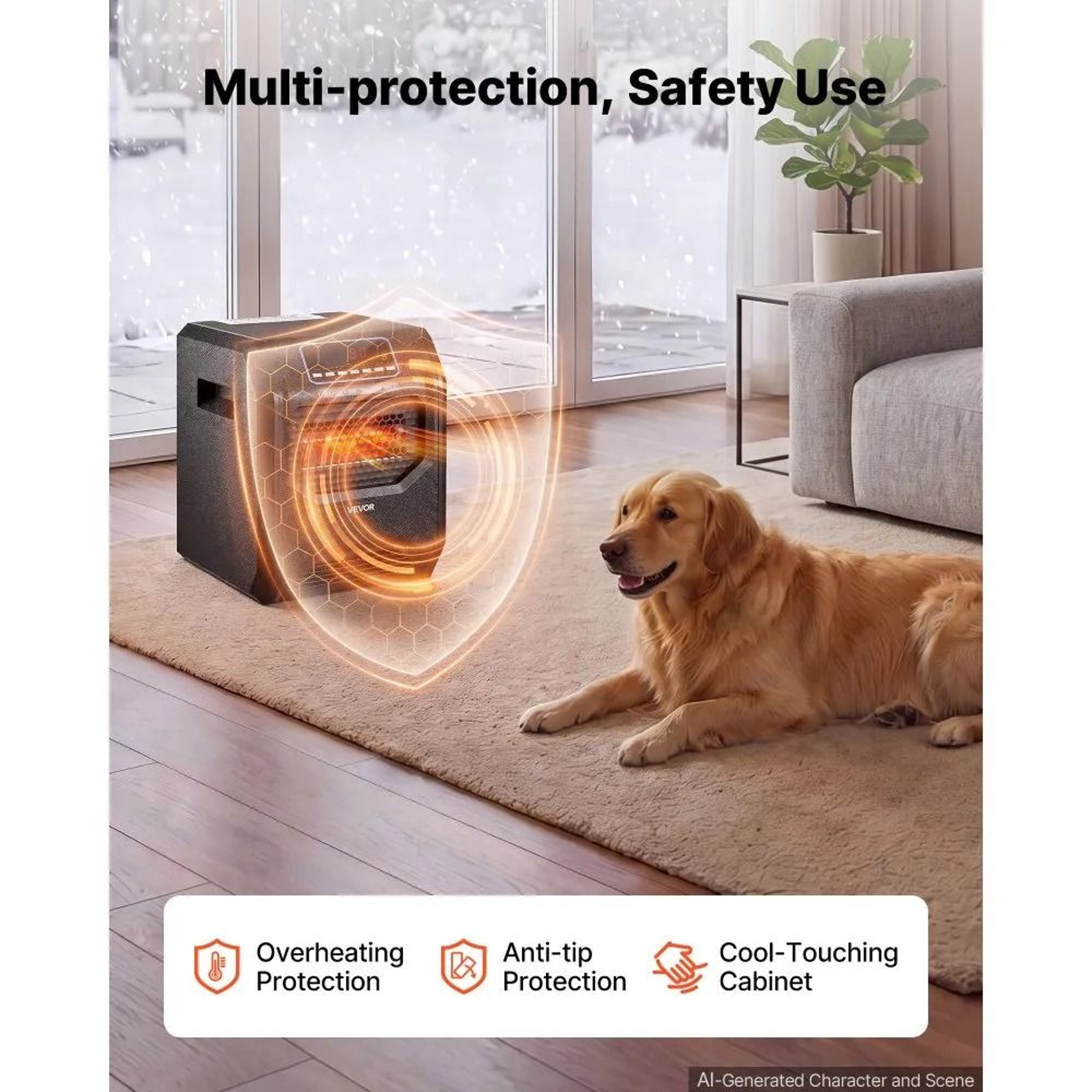 1500W Infrared Heater Portable Electric Space Heater With Remote Control 1