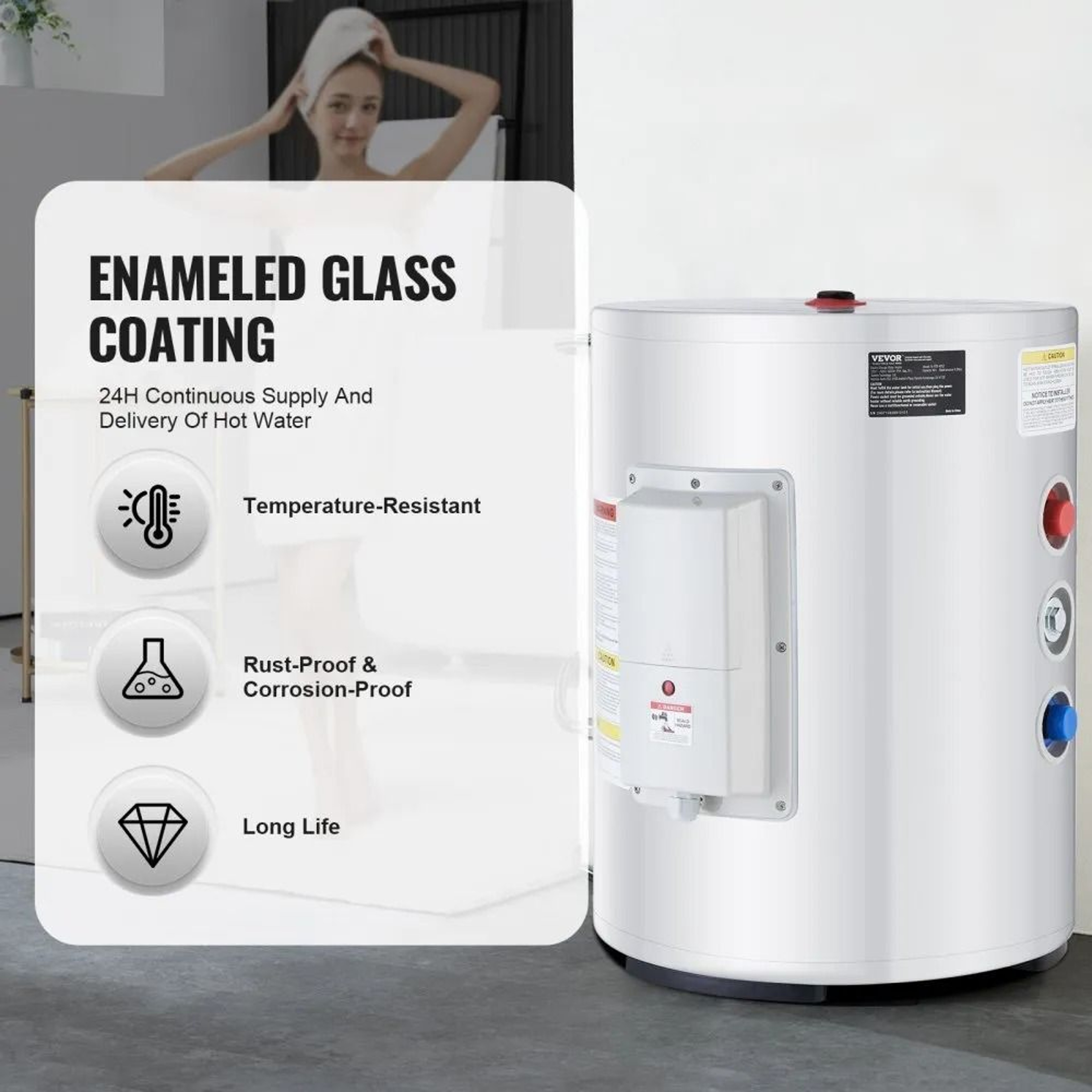 10 Gallon Electric Water Heater With LED Display For Instant Hot Water 3