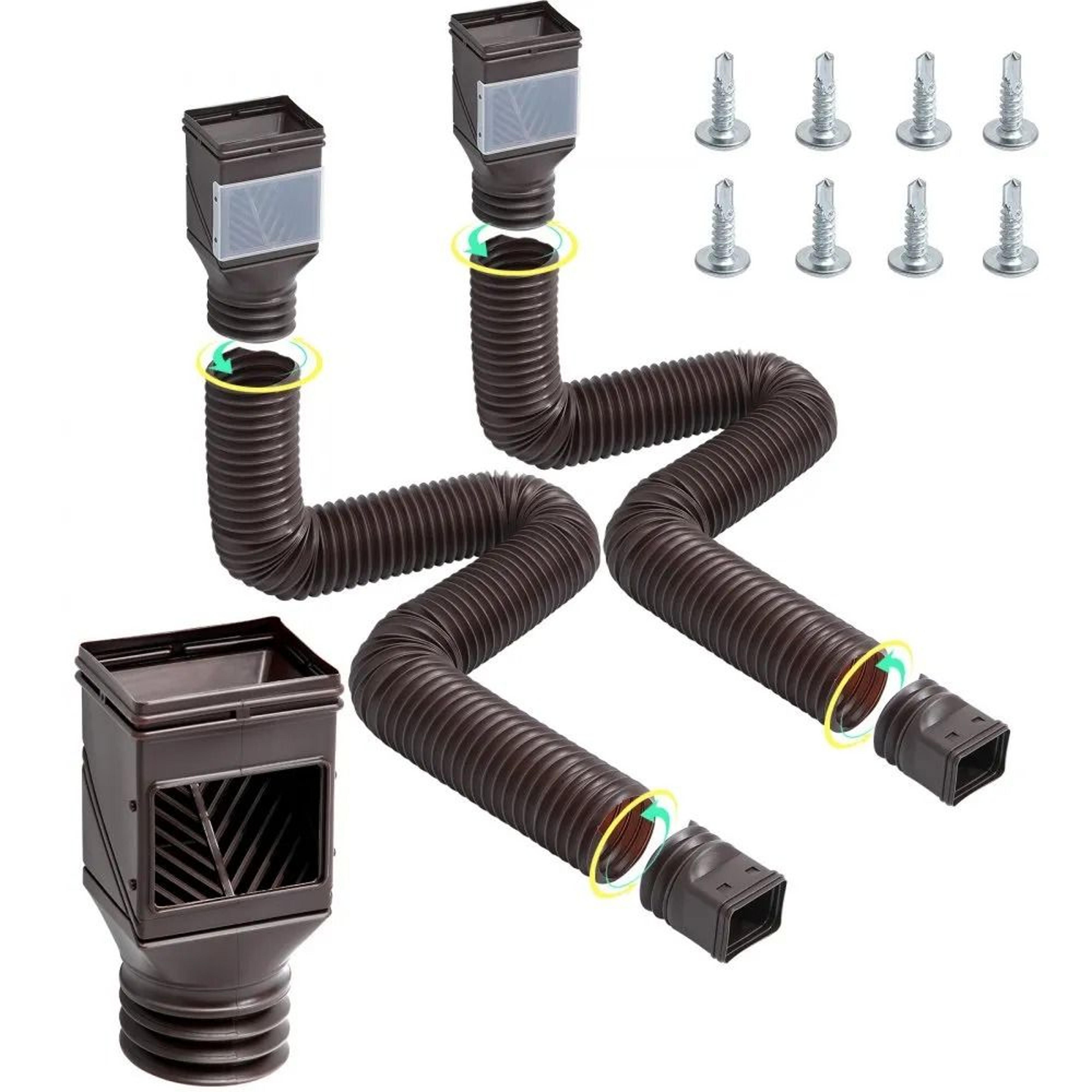 Flexible Rain Gutter Downspout Extension 63 Inch Adjustable Drainage Extender With Adapters 7