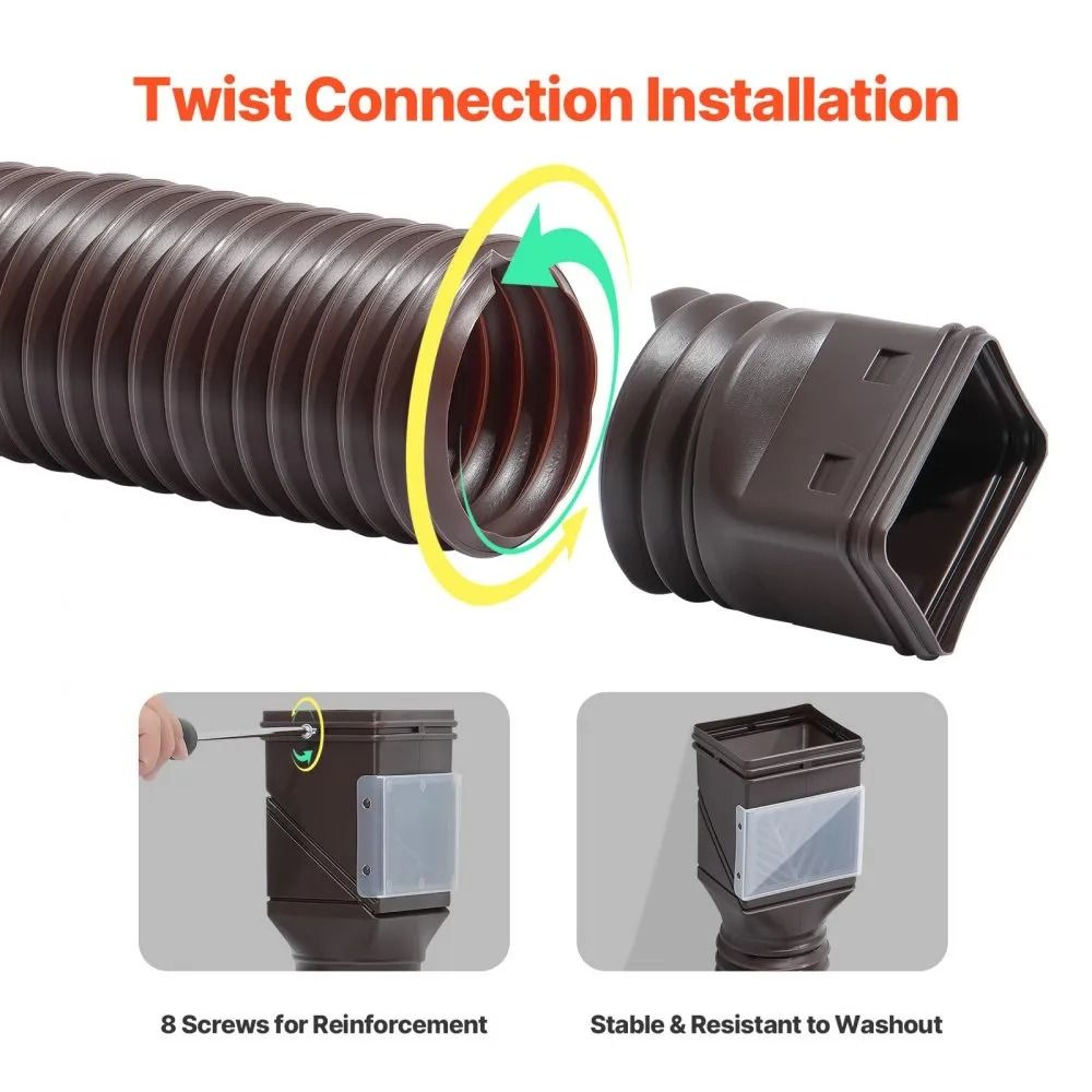 Flexible Rain Gutter Downspout Extension 63 Inch Adjustable Drainage Extender With Adapters 1