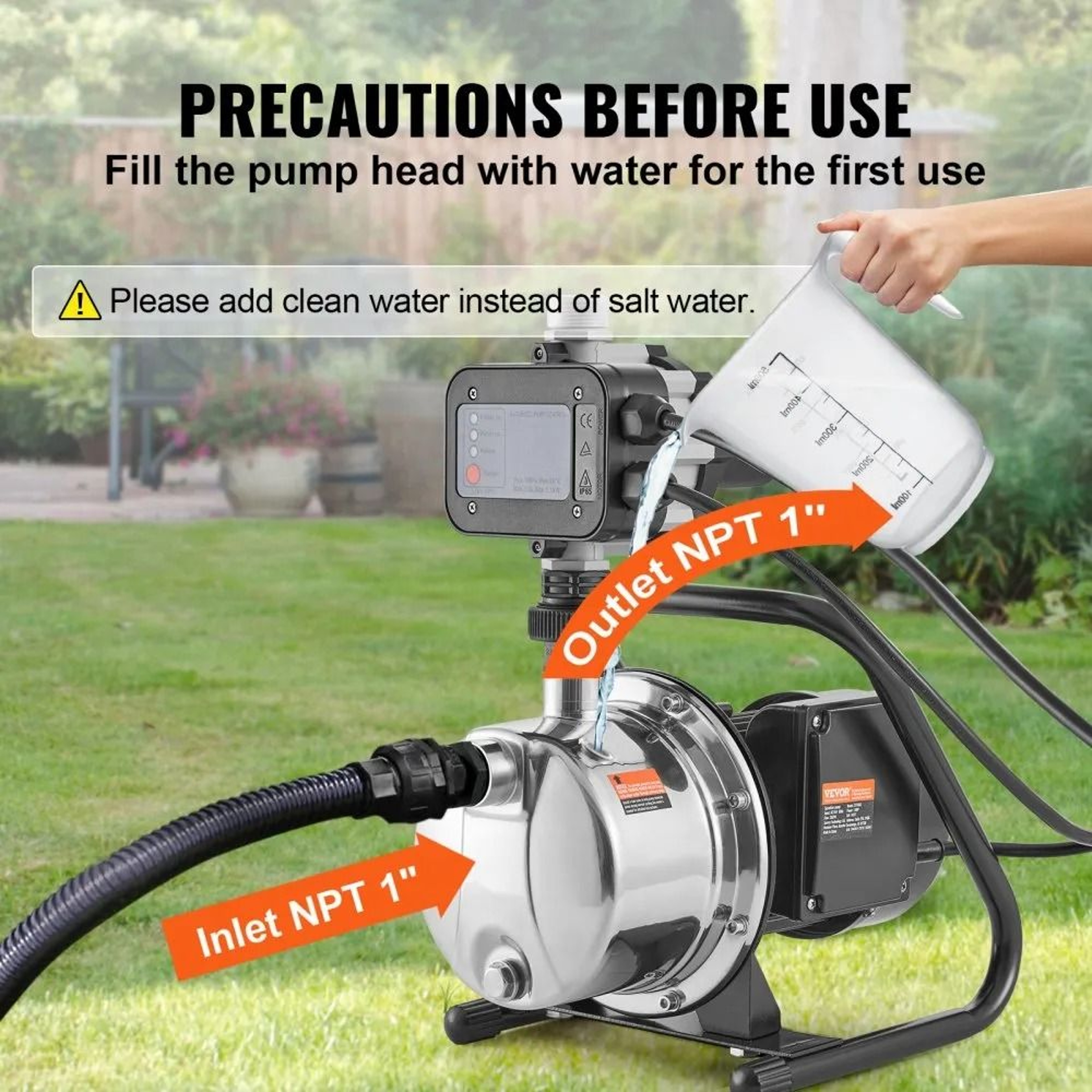 Shallow Well Pump 1HP Stainless Steel Jet Pump With Auto Controller For Garden Irrigation And Water 2