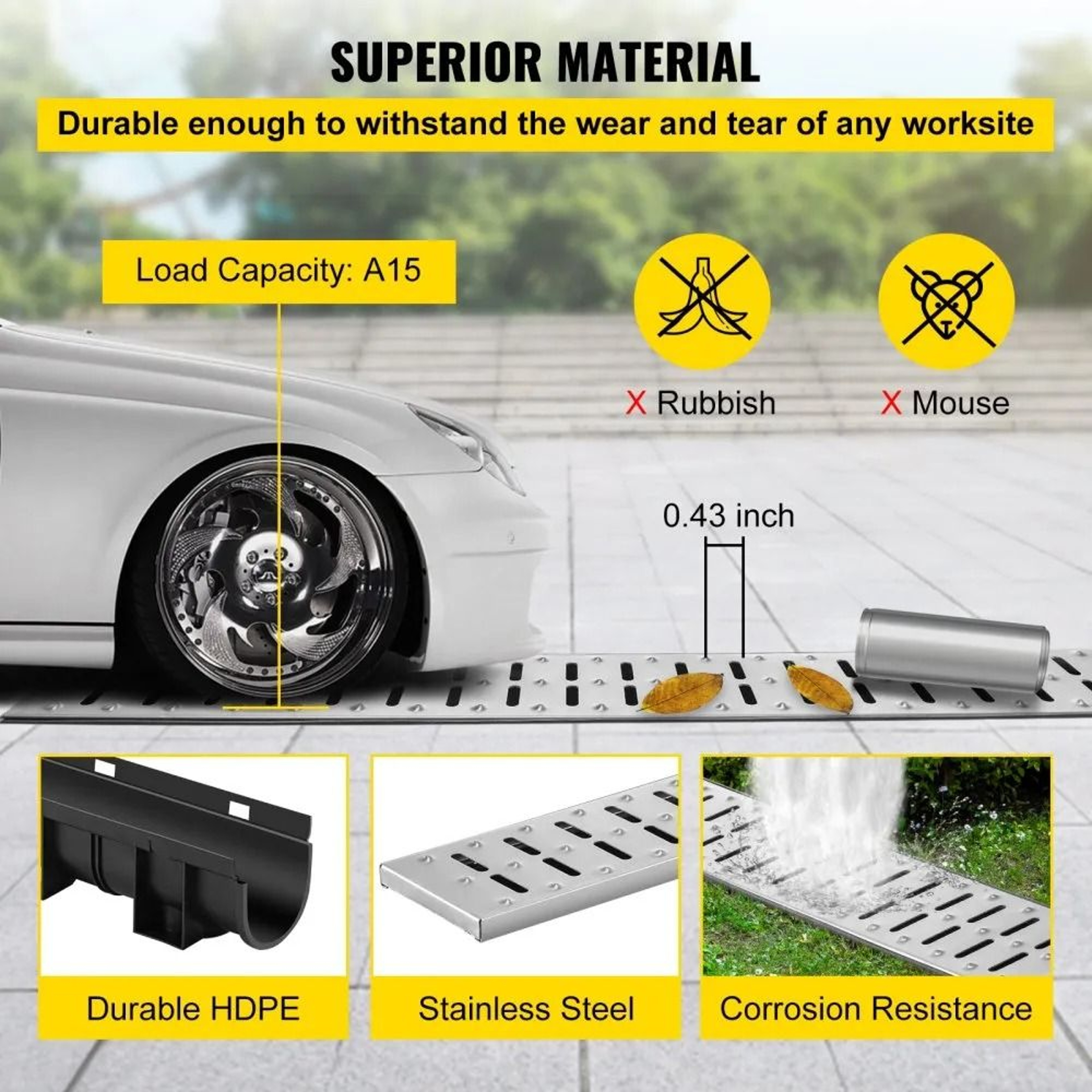Channel Drain System With Steel Grate Heavy Duty Trench Drain For Driveways And Gardens 2