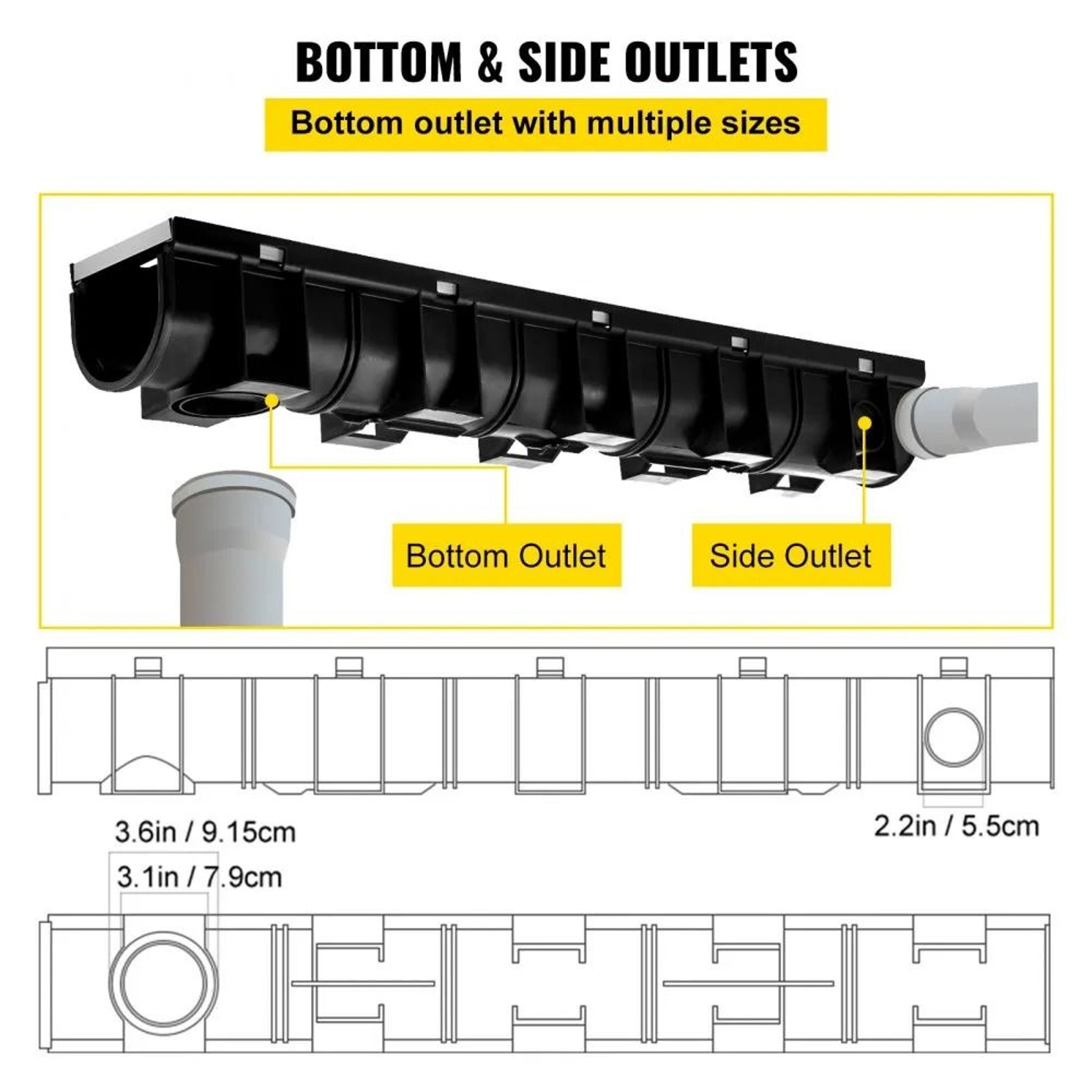 Channel Drain System With Steel Grate Heavy Duty Trench Drain For Driveways And Gardens 5
