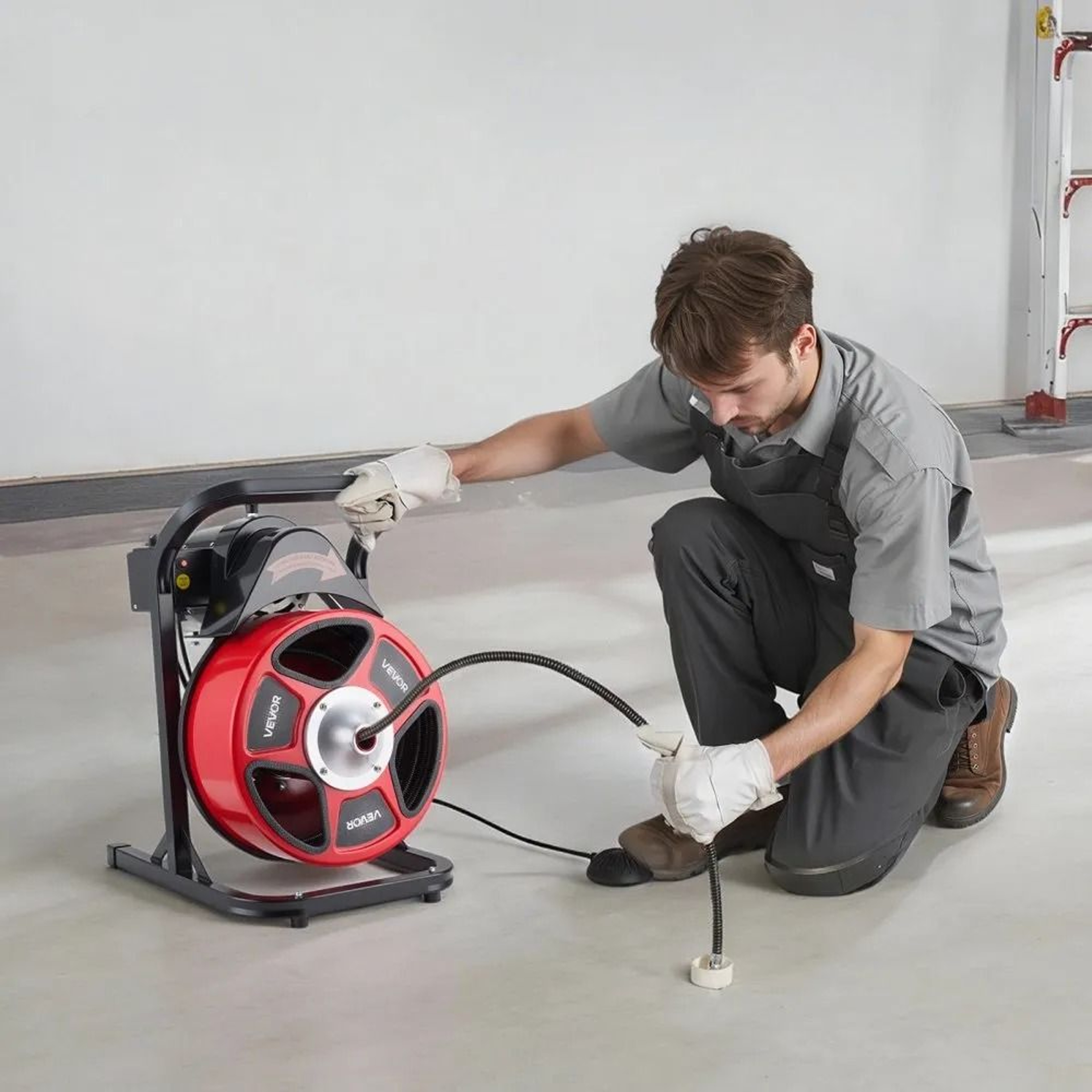50FT Drain Cleaner Machine Heavy Duty Sewer Snake Auger With Cutters 5