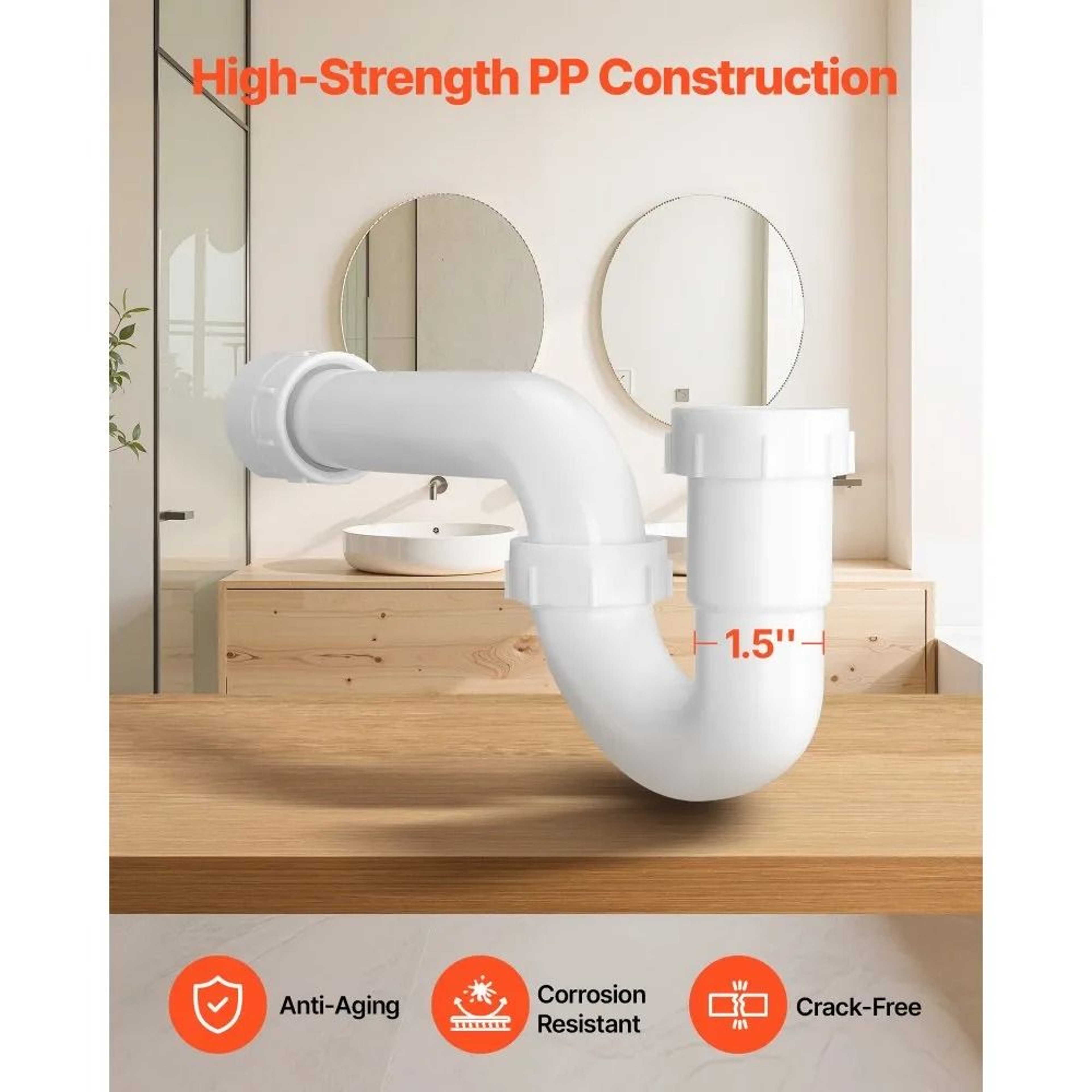 15 Inch P Trap Sink Drain Kit With Leak Resistant Seal For Kitchen Bathroom Plumbing 1