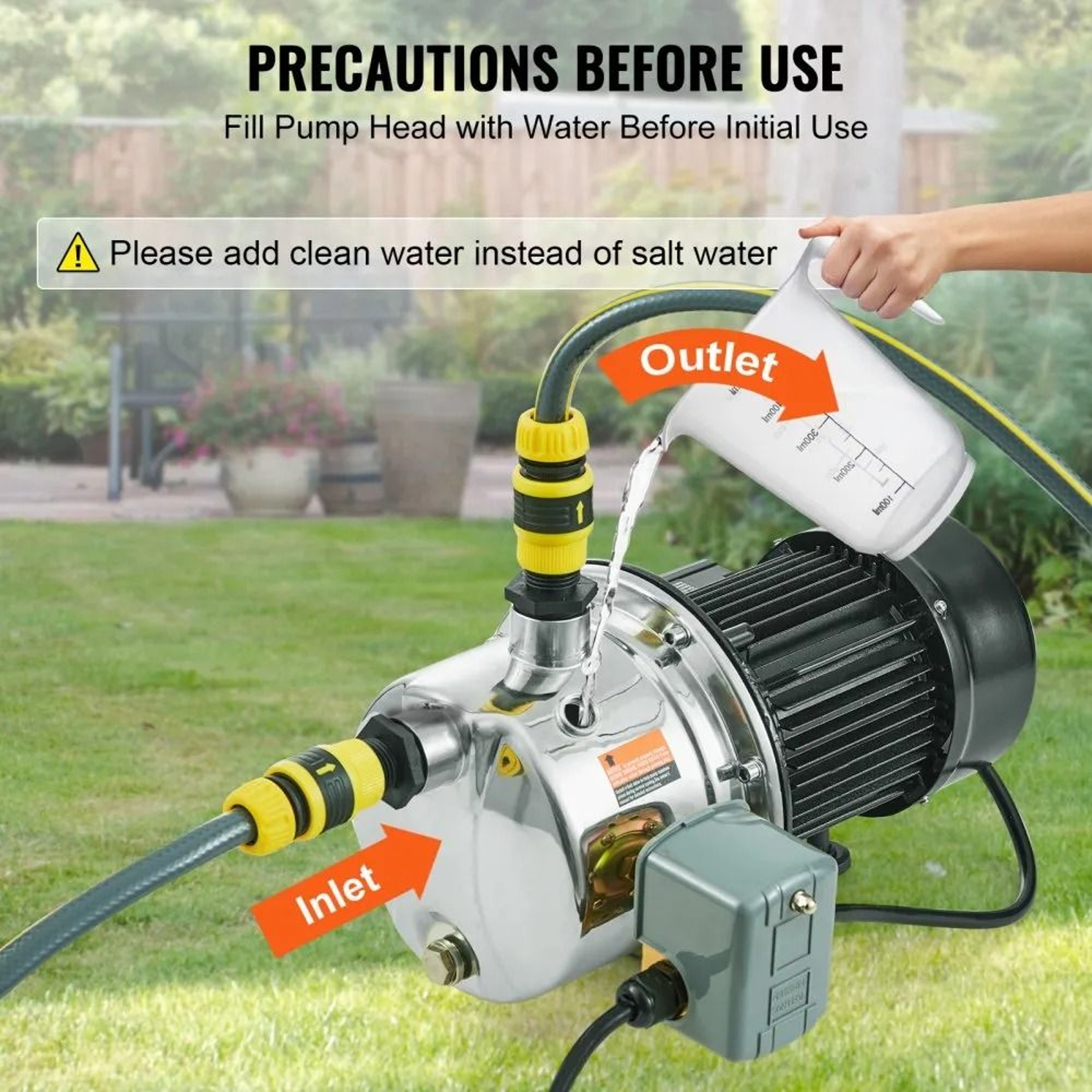 34HP Stainless Steel Shallow Well Jet Pump 185 GPM Water Pressure Booster 5