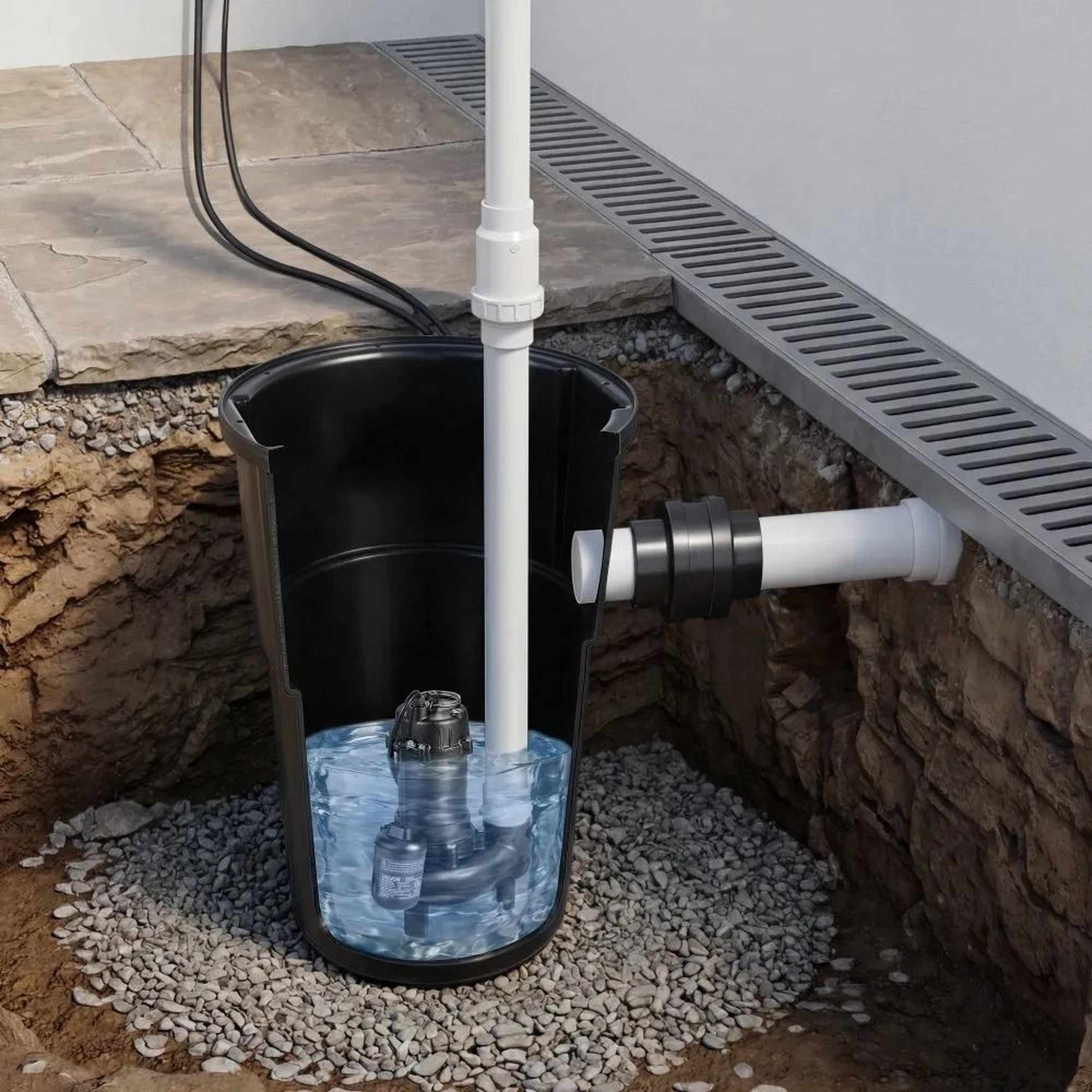 12 HP Sewage Pump System 4800 GPH Automatic Drainage Pump With Basin Kit 5