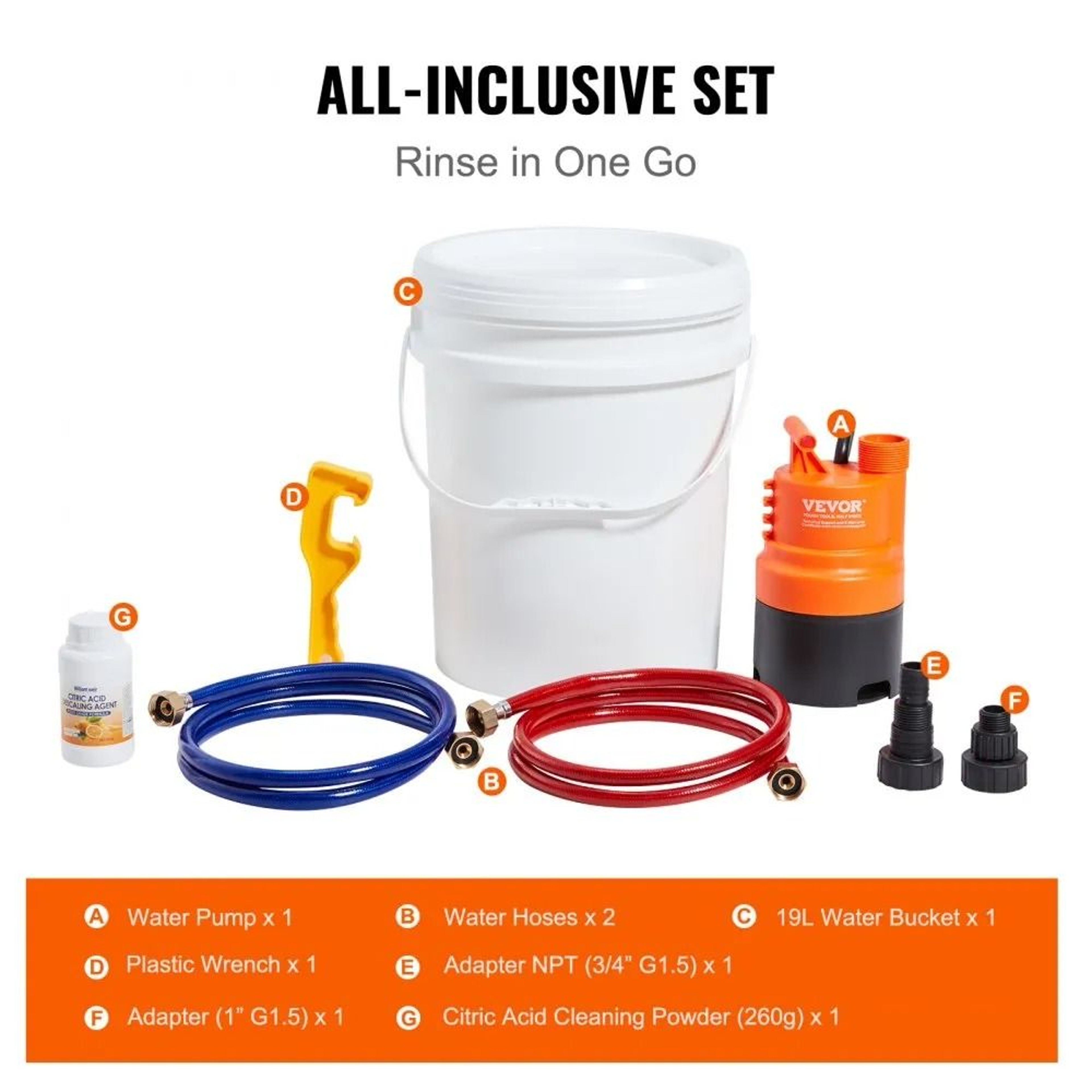 Tankless Water Heater Flush Kit With Pump 5 Gallon Bucket And Descaling Accessories 3