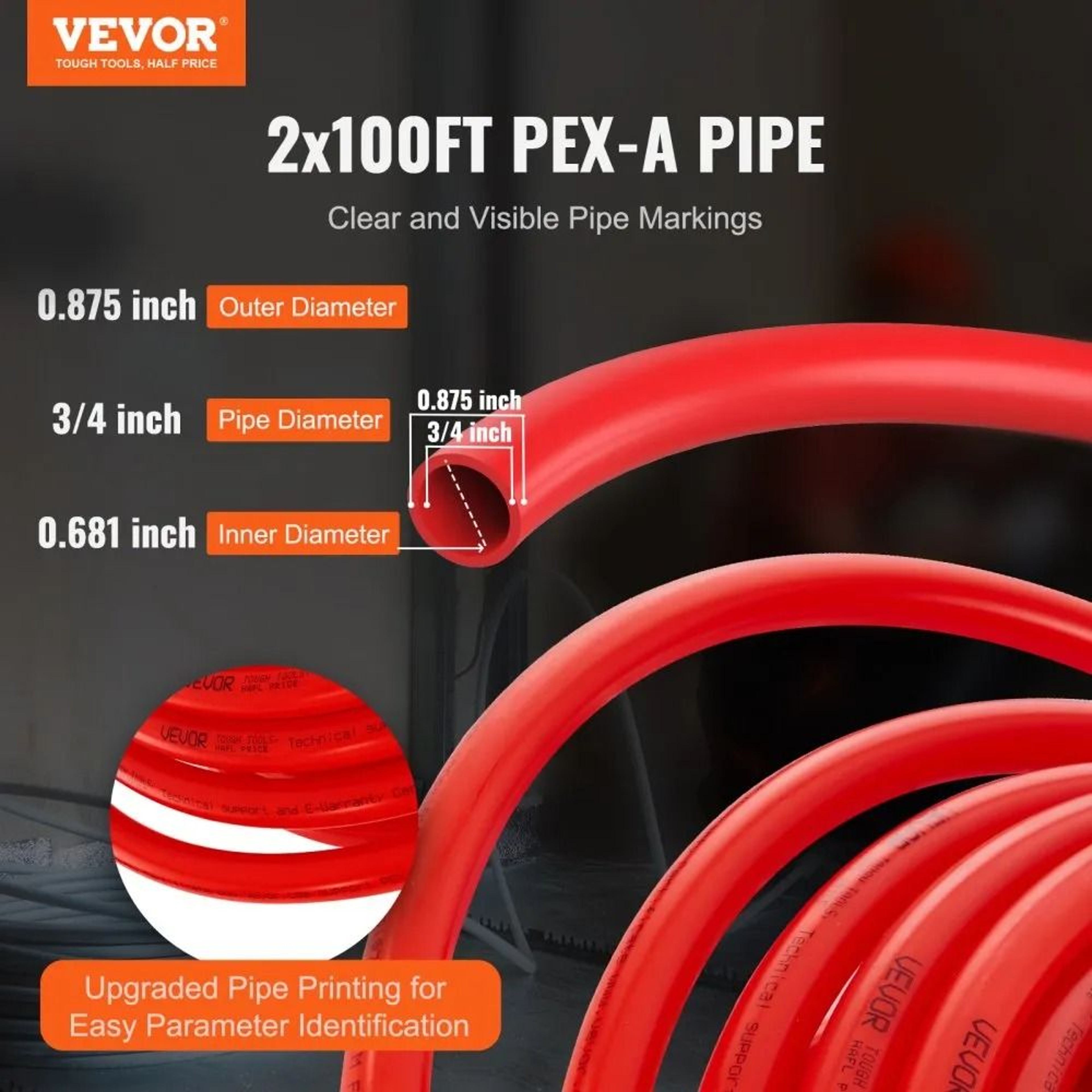 34 Inch PEX A Pipe 200FT Flexible Tubing For Hot Cold Potable Water Plumbing 1