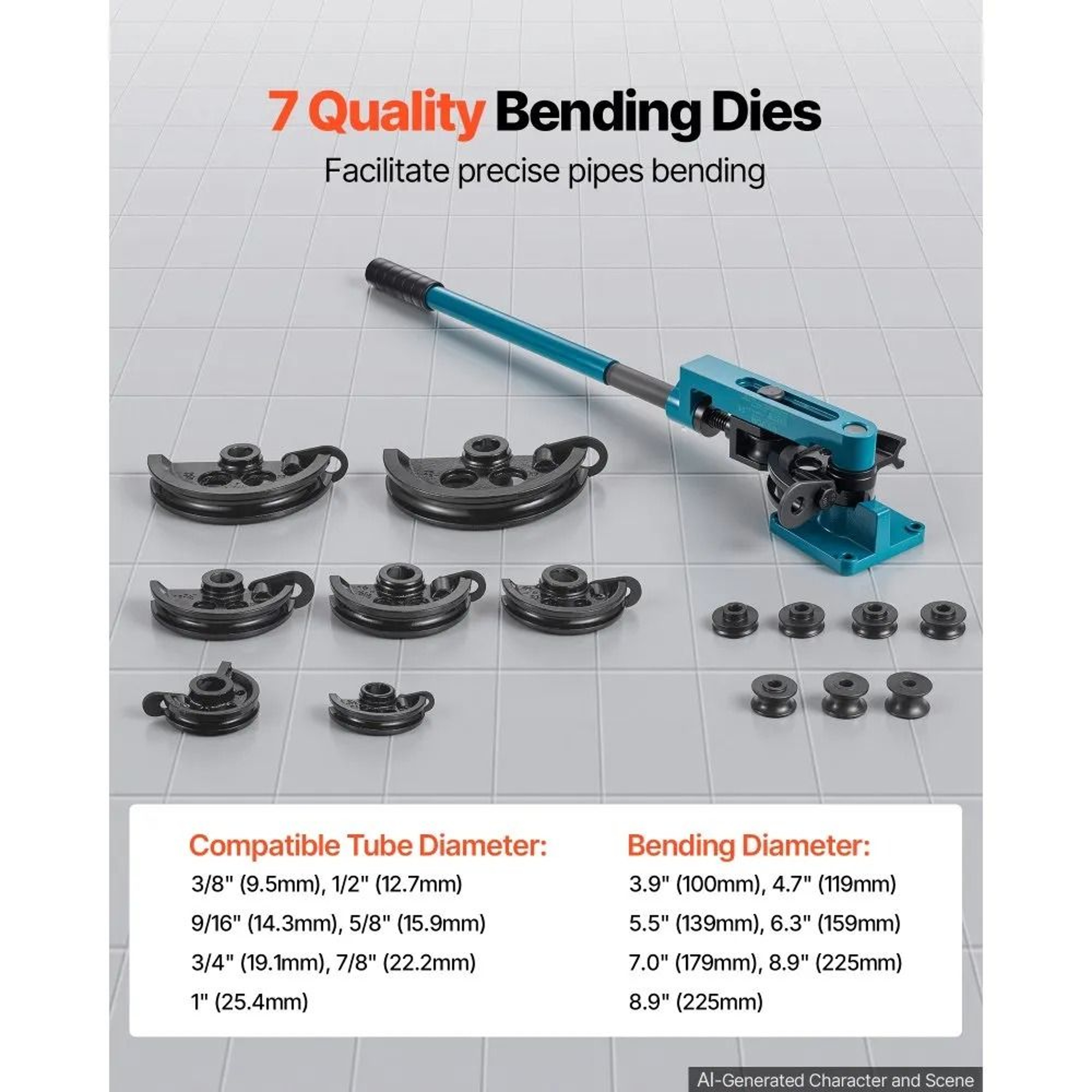 Manual Pipe Tube Bender 38 To 1 Inch With 7 Dies Heavy Duty Steel Tube Bending Tool 5