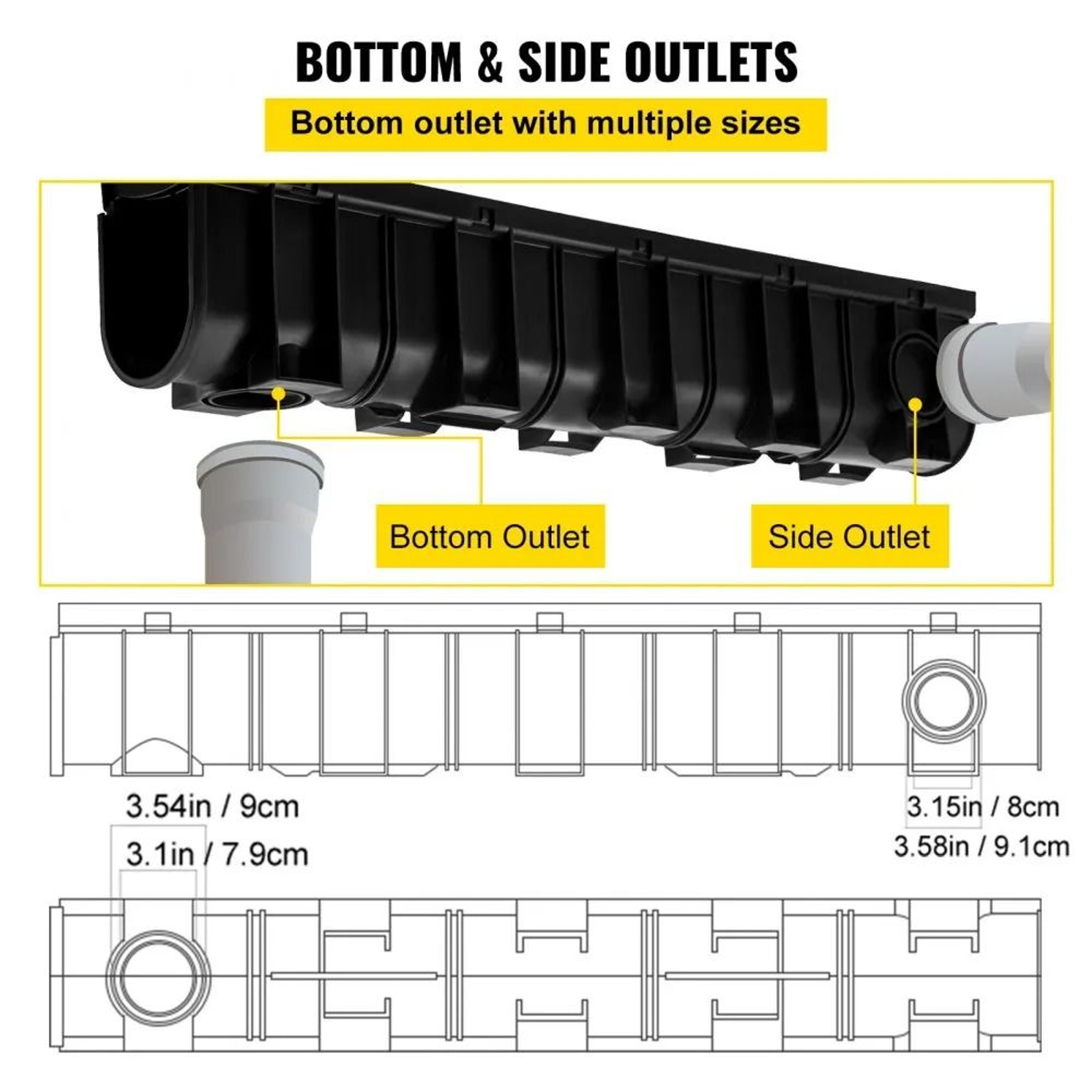 Trench Drain System With Plastic Grate 5 Pack 39 Inch Channel Drain For Driveways Gardens And Garag 3