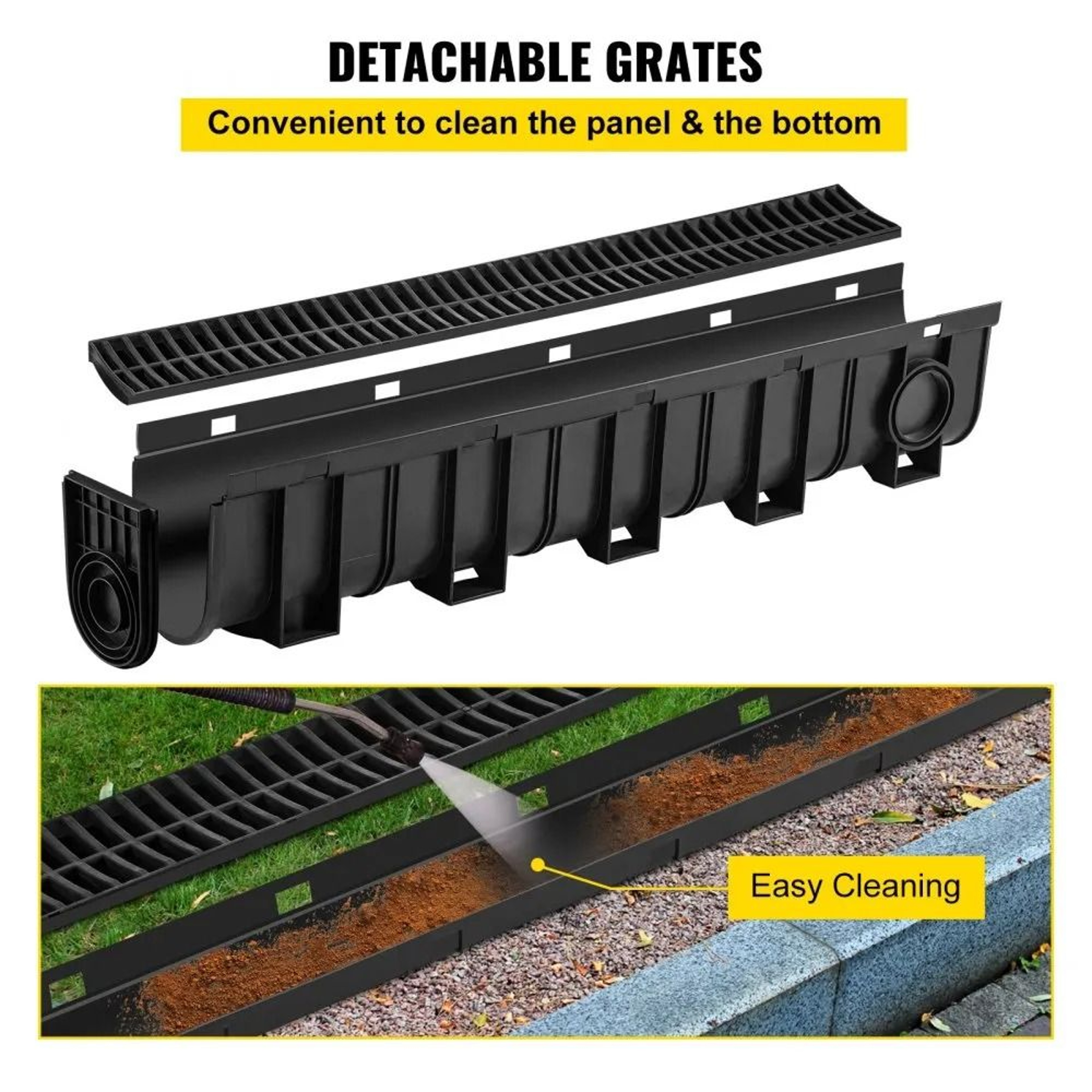 Trench Drain System With Plastic Grate 5 Pack 39 Inch Channel Drain For Driveways Gardens And Garag 4