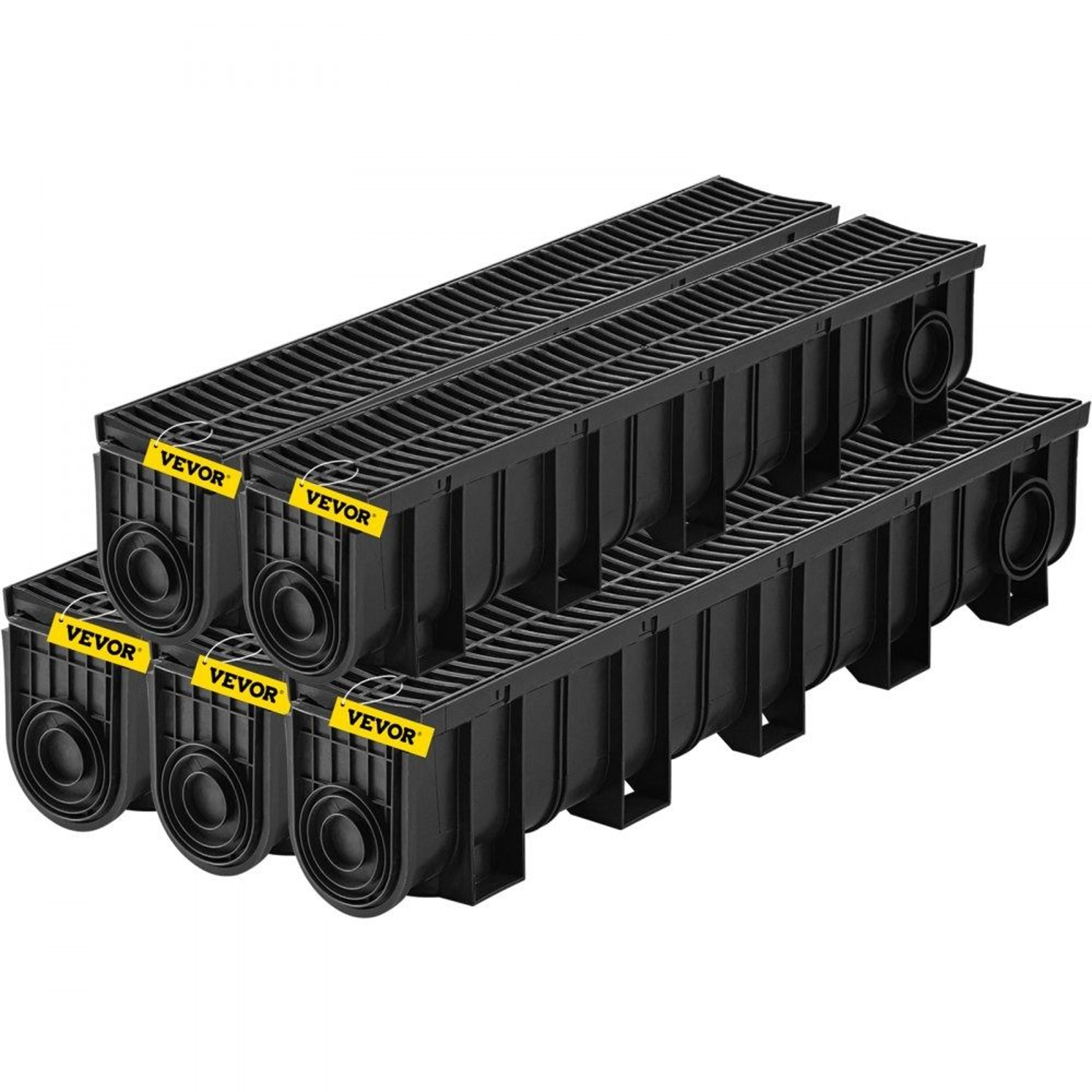 Trench Drain System With Plastic Grate 5 Pack 39 Inch Channel Drain For Driveways Gardens And Garag 7