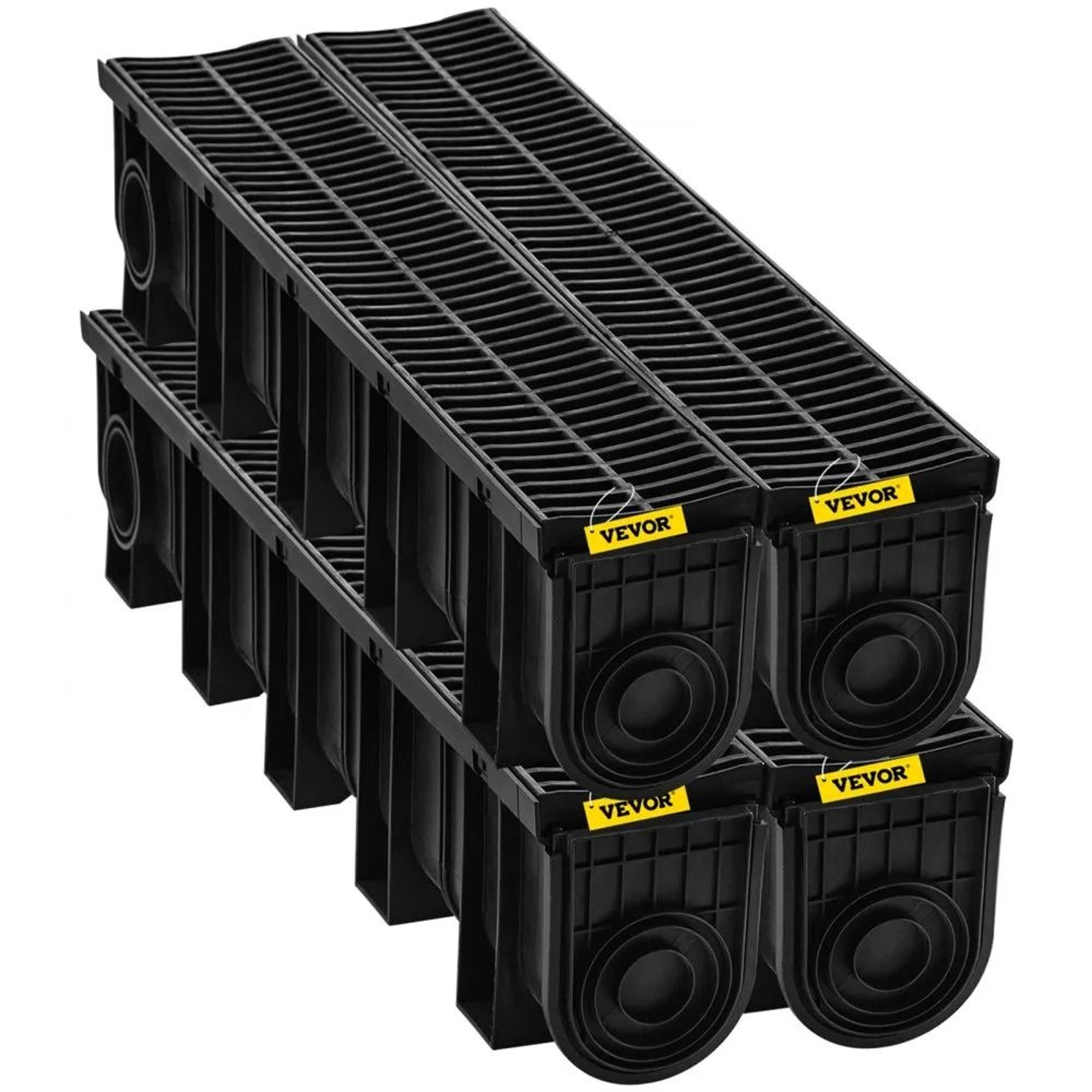 Trench Drain System With Plastic Grate 4 Pack HDPE Channel Drain For Driveways Gardens And Garages 0