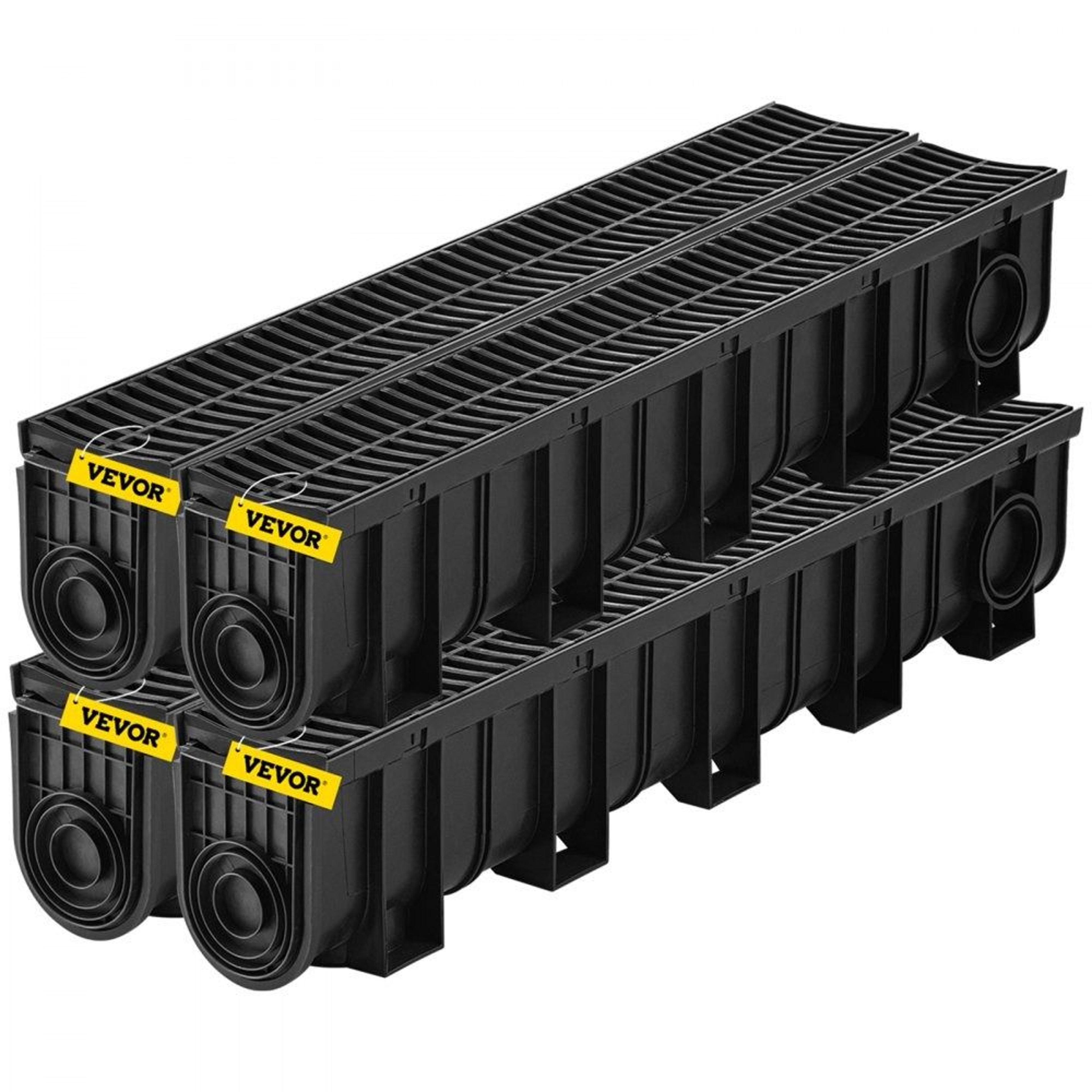 Trench Drain System With Plastic Grate 4 Pack HDPE Channel Drain For Driveways Gardens And Garages 8