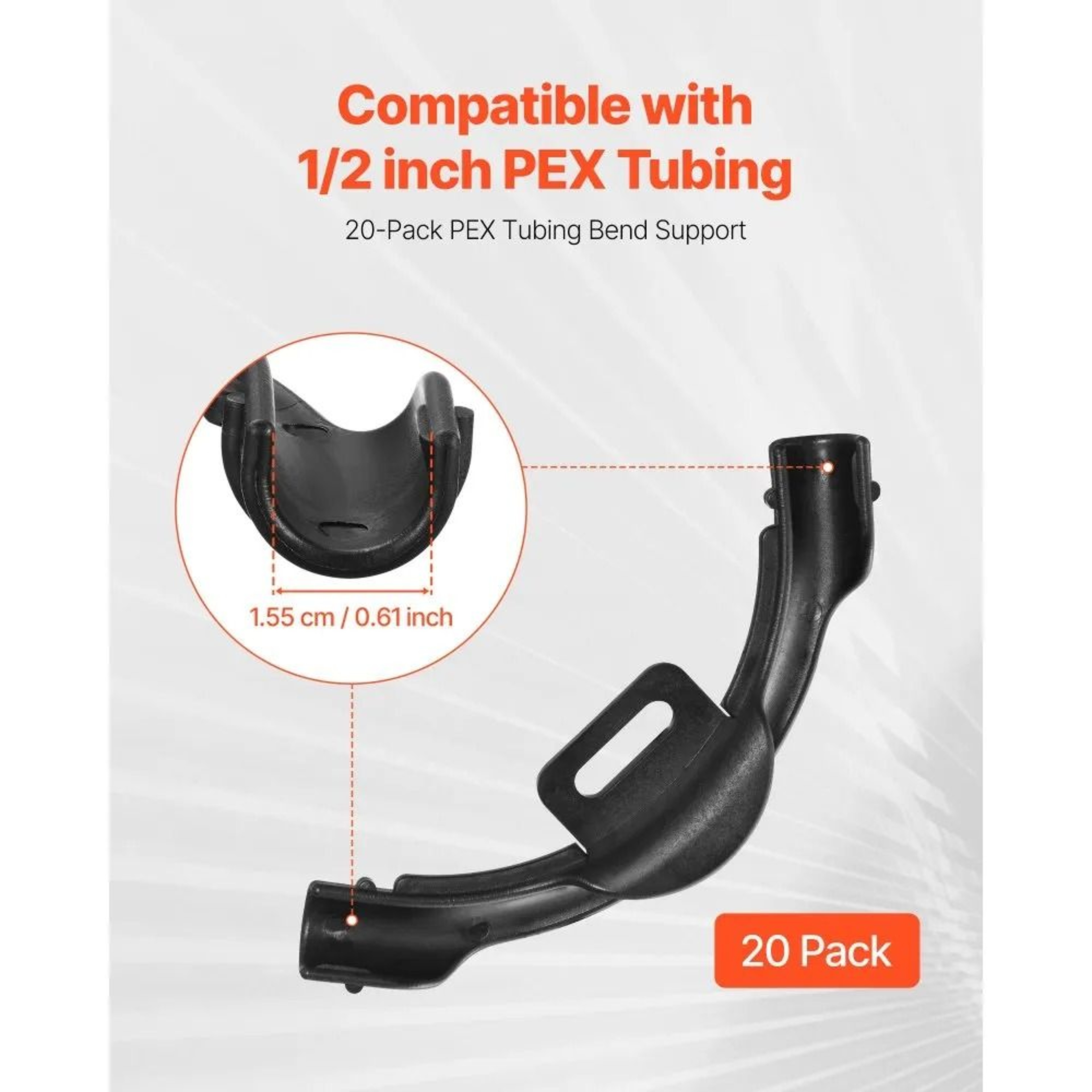 PEX Tubing Bend Support 20 Pack 12 Inch 90 Degree Elbow Pipe Support Clamp 5