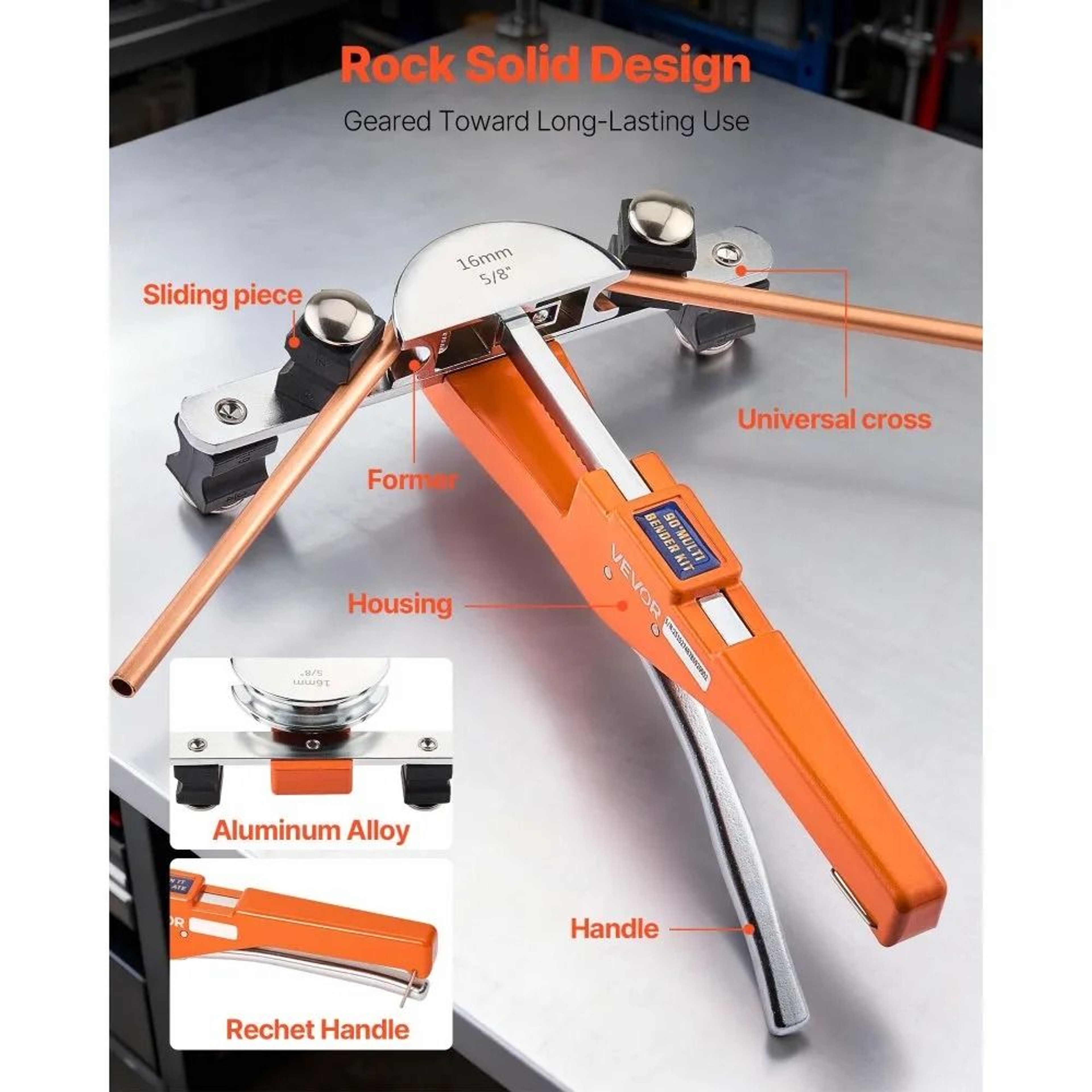 Tubing Bender Kit 14 To 78 Inch Ratcheting Tube Pipe Bender With 7 Dies For HVAC Copper Aluminum Tu 3
