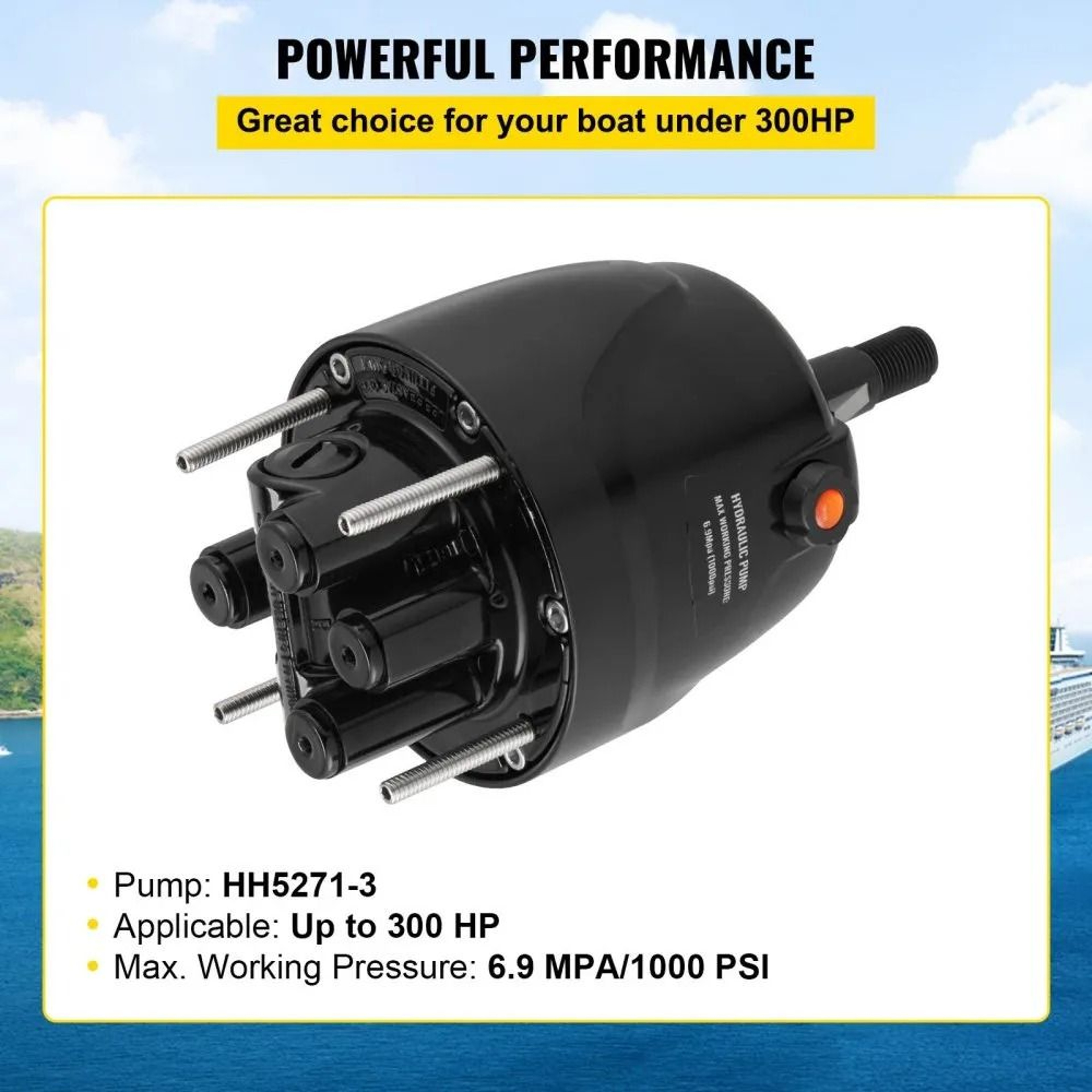 Outboard Hydraulic Steering Pump Helm 17 HH52713 For Boats Up To 300 HP 5