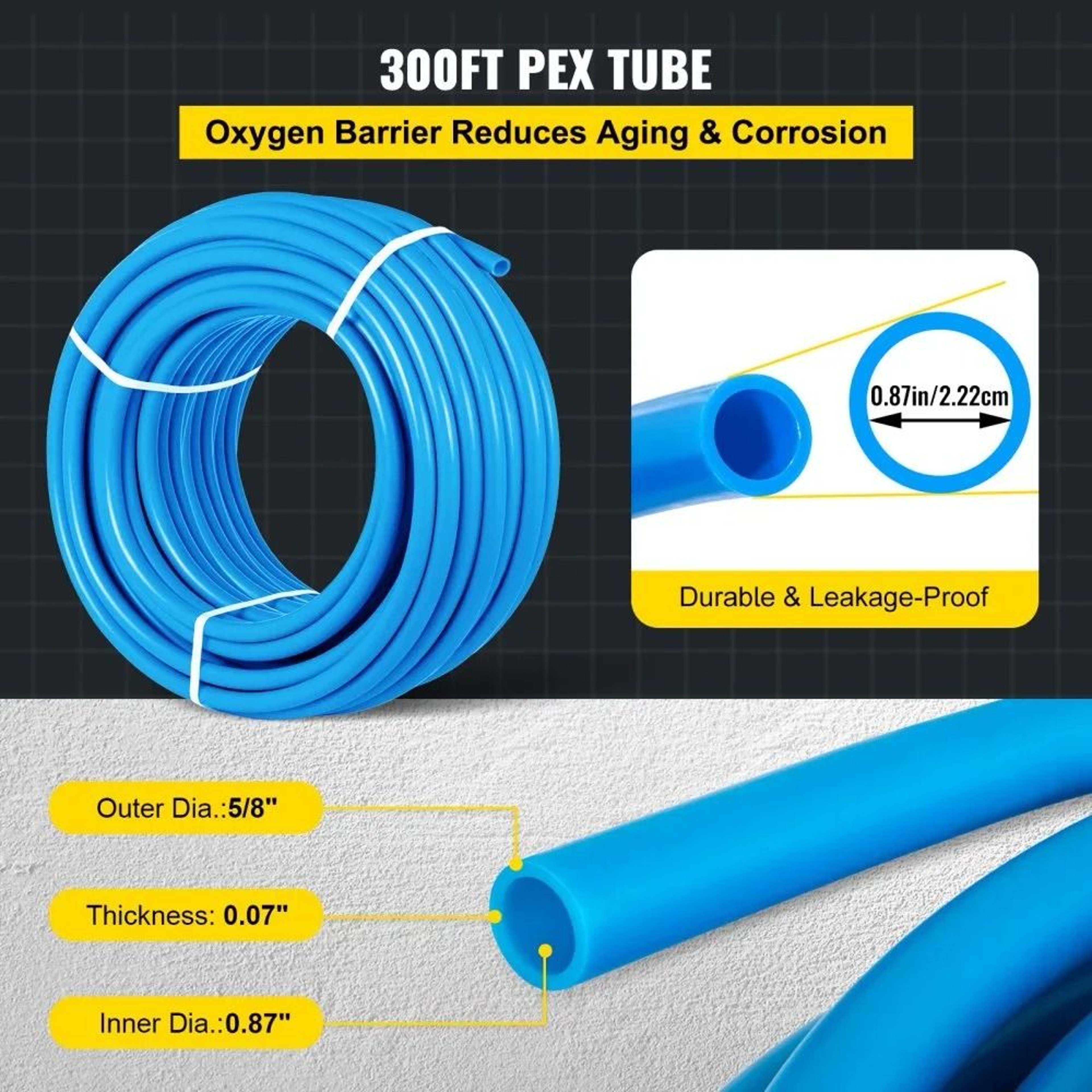 1 Inch PEX Tubing 300ft Blue PEX Pipe For Hot Cold Water Plumbing And Radiant Heating 6