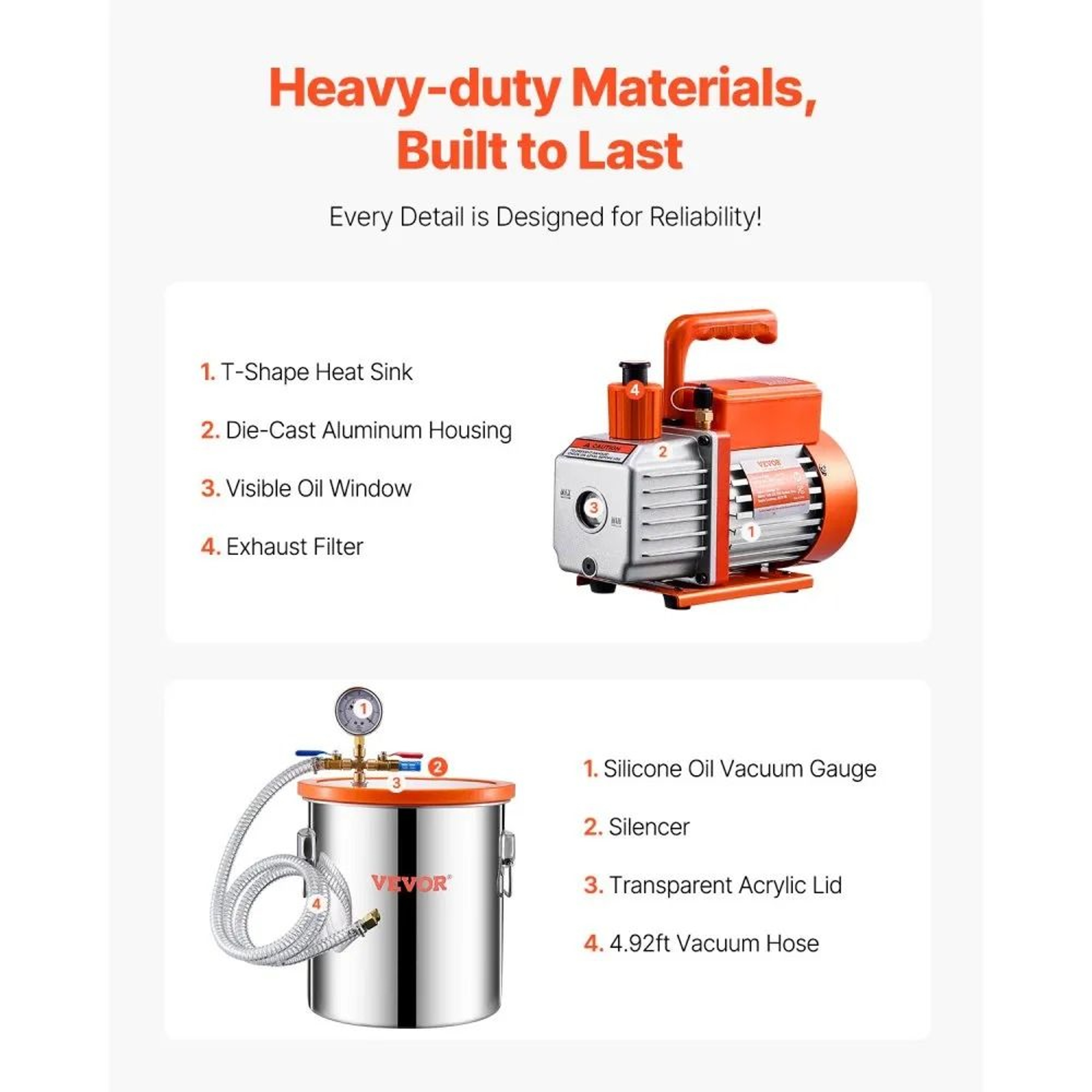 5 Gallon Vacuum Chamber And 35 CFM Pump Kit For Resin Degassing And Silicone Bubble Removal 6