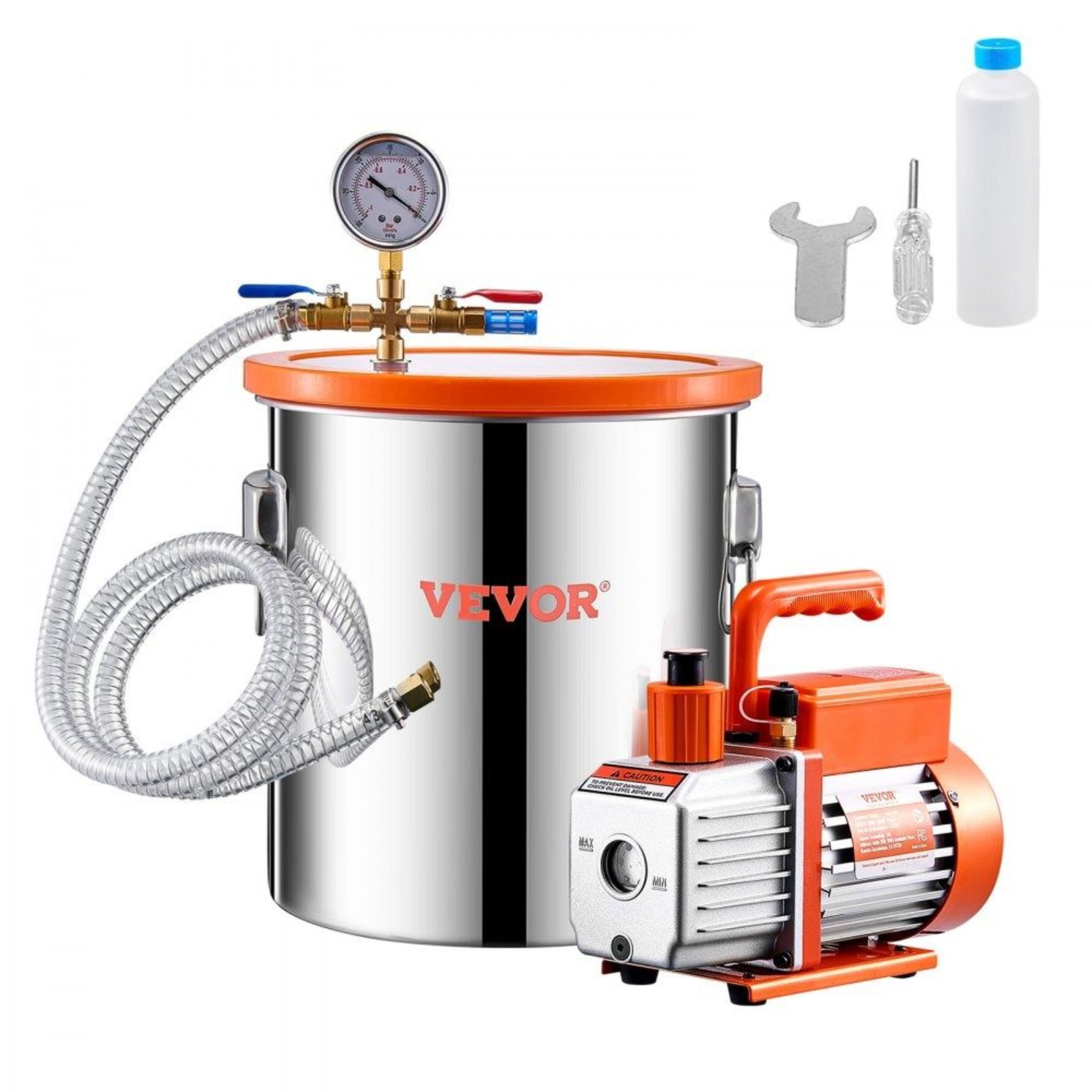 5 Gallon Vacuum Chamber And 35 CFM Pump Kit For Resin Degassing And Silicone Bubble Removal 0