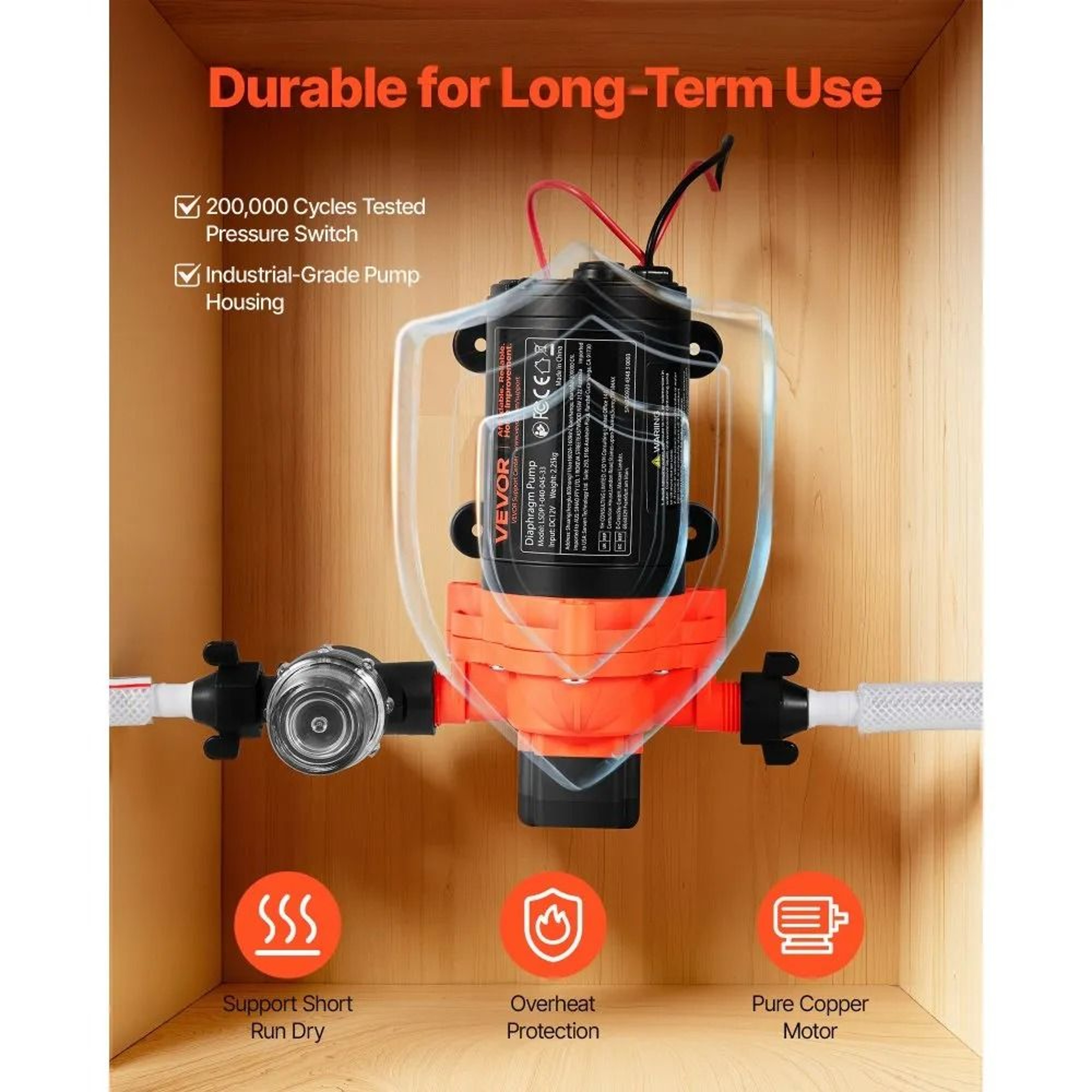 12V RV Water Pump 4 GPM Self Priming Diaphragm Pump With Automatic Pressure Switch 3