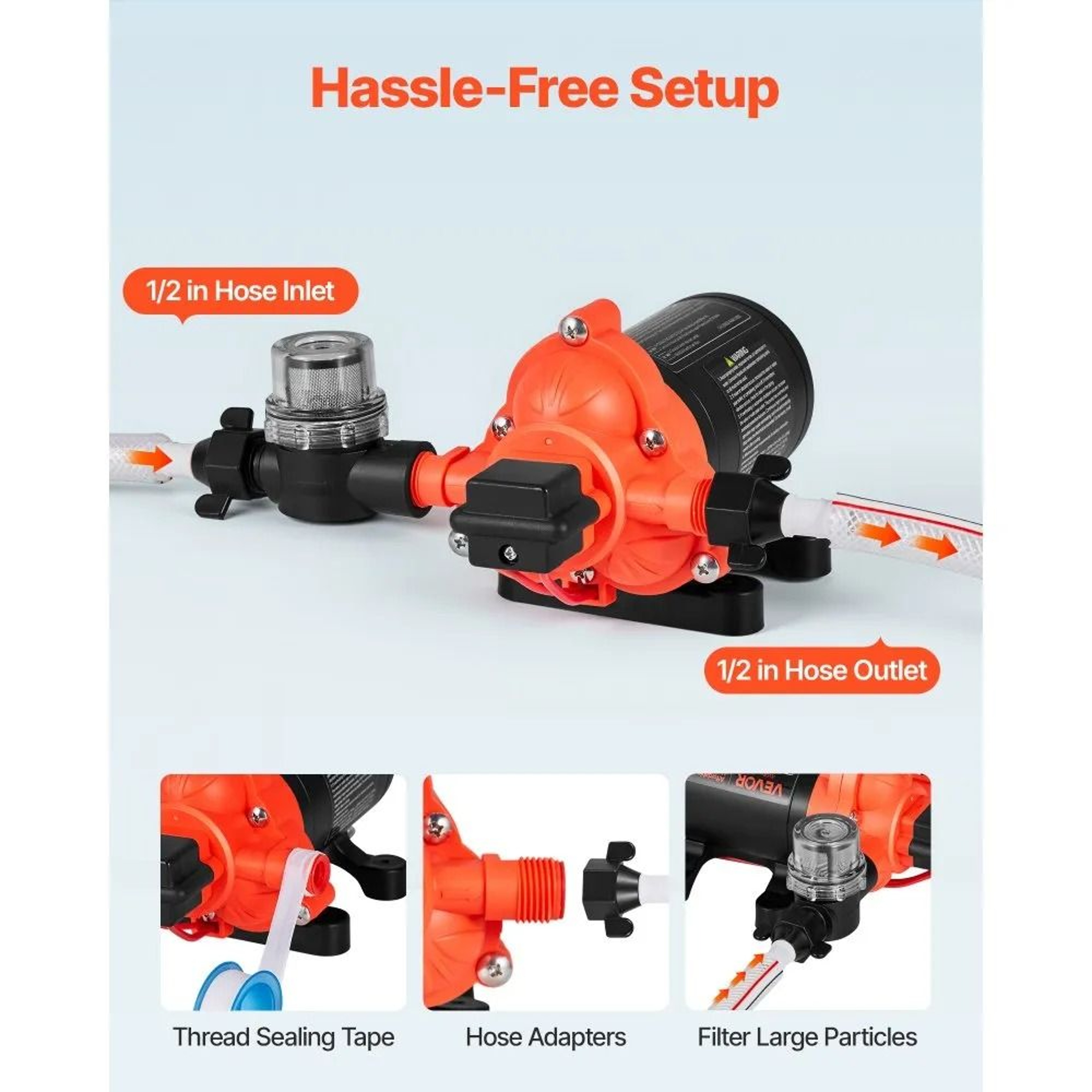 12V RV Water Pump 4 GPM Self Priming Diaphragm Pump With Automatic Pressure Switch 4