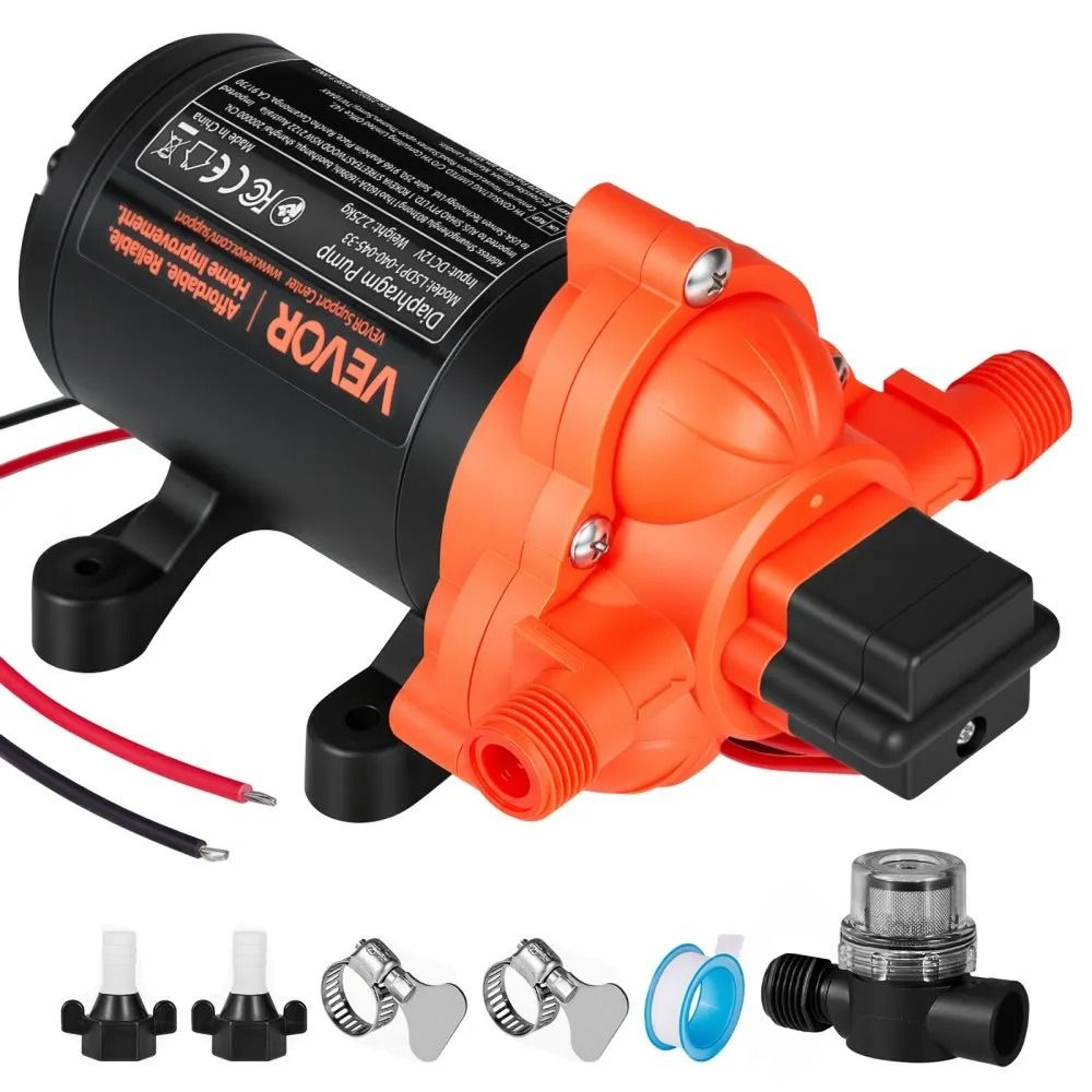 12V RV Water Pump 4 GPM Self Priming Diaphragm Pump With Automatic Pressure Switch 0
