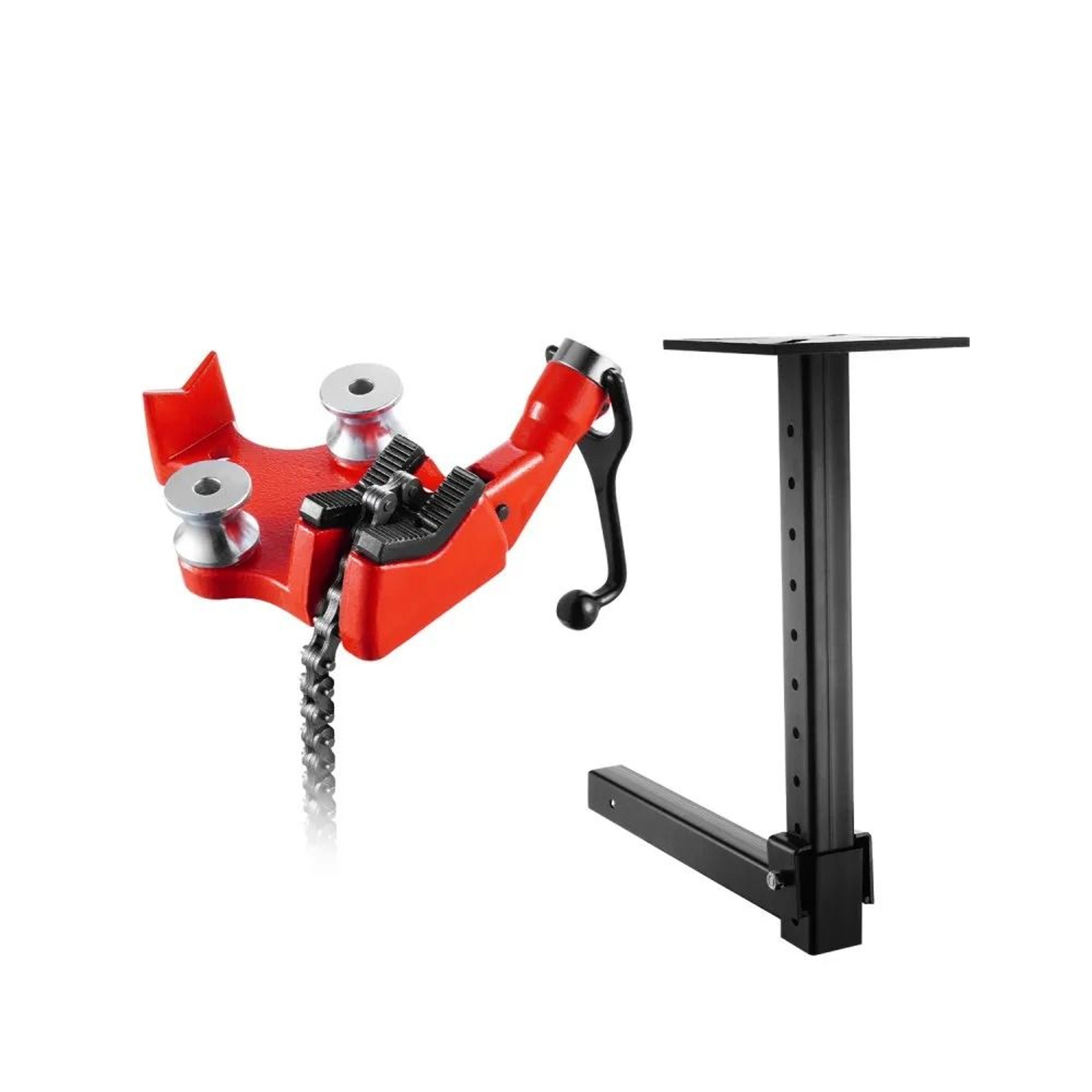 Heavy Duty Pipe Chain Vise 18 To 5 Inch Capacity With Hitch Mount Holder And Adjustable Height 0