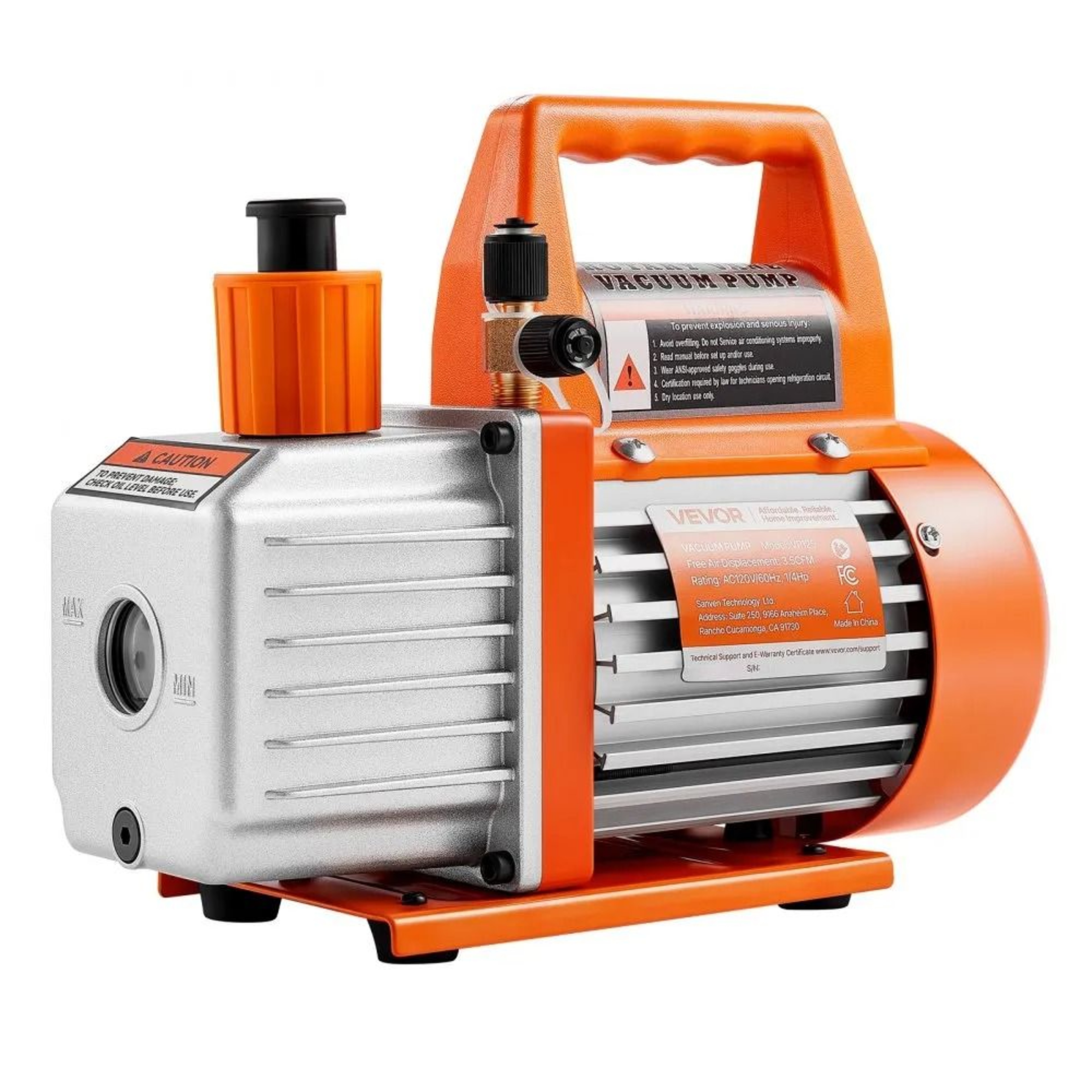 35 CFM HVAC Vacuum Pump Single Stage Rotary Vane AC Pump With Oil For R134a R22 R410a Systems 7