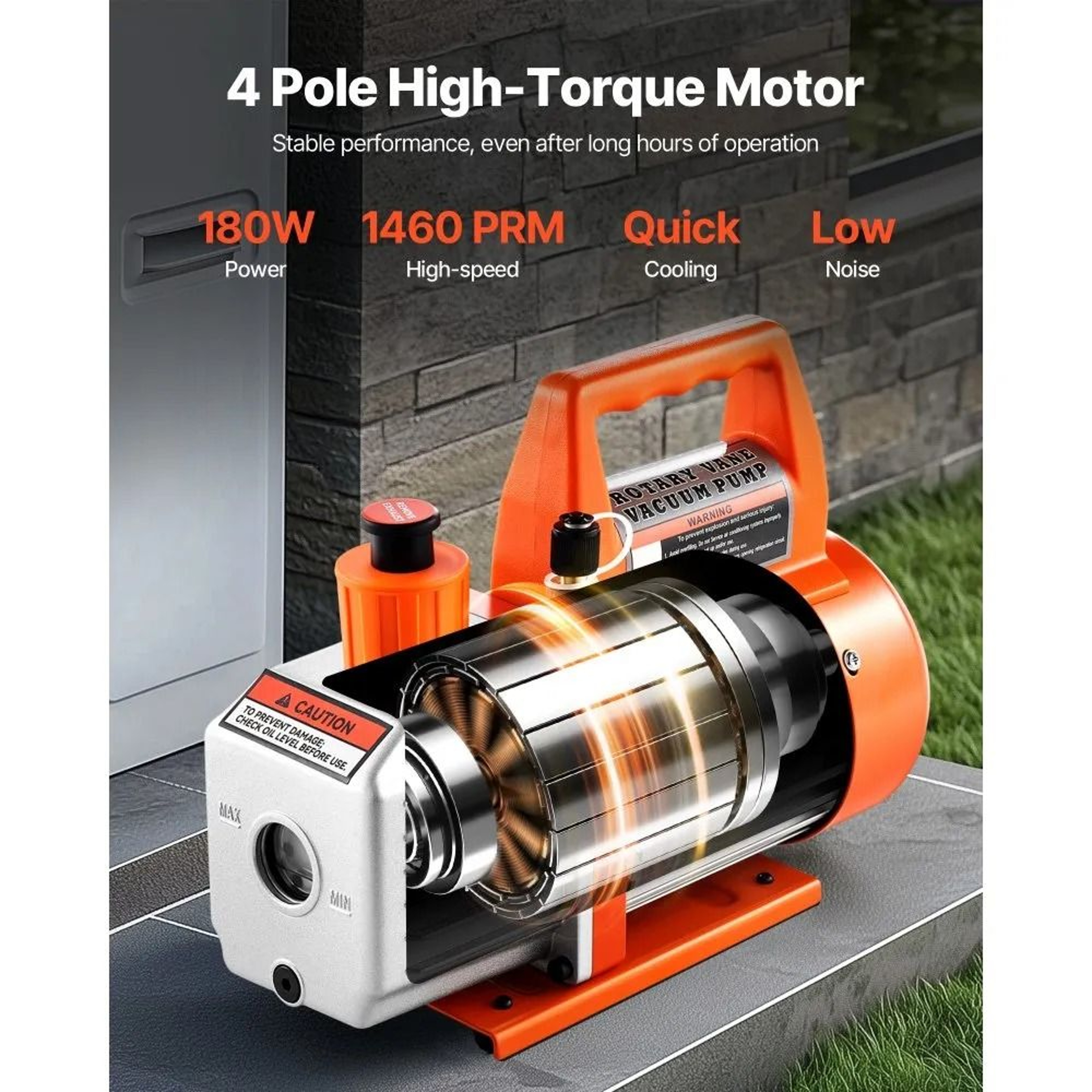 35 CFM HVAC Vacuum Pump Single Stage Rotary Vane AC Pump With Oil For R134a R22 R410a Systems 4