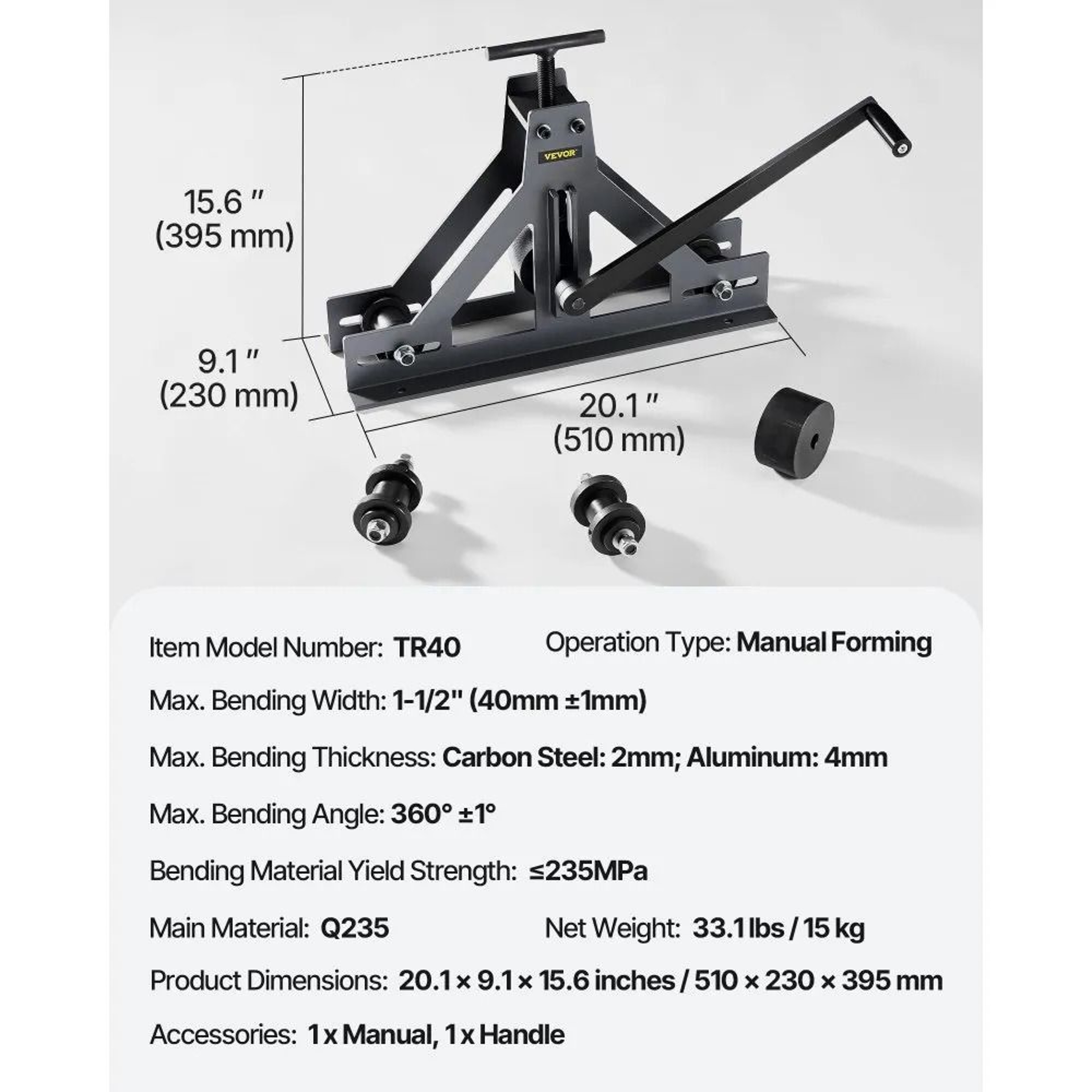 112 Inch Manual Tube Rolling Bender Square Rectangular Tube Bender For Steel Copper Aluminum 6