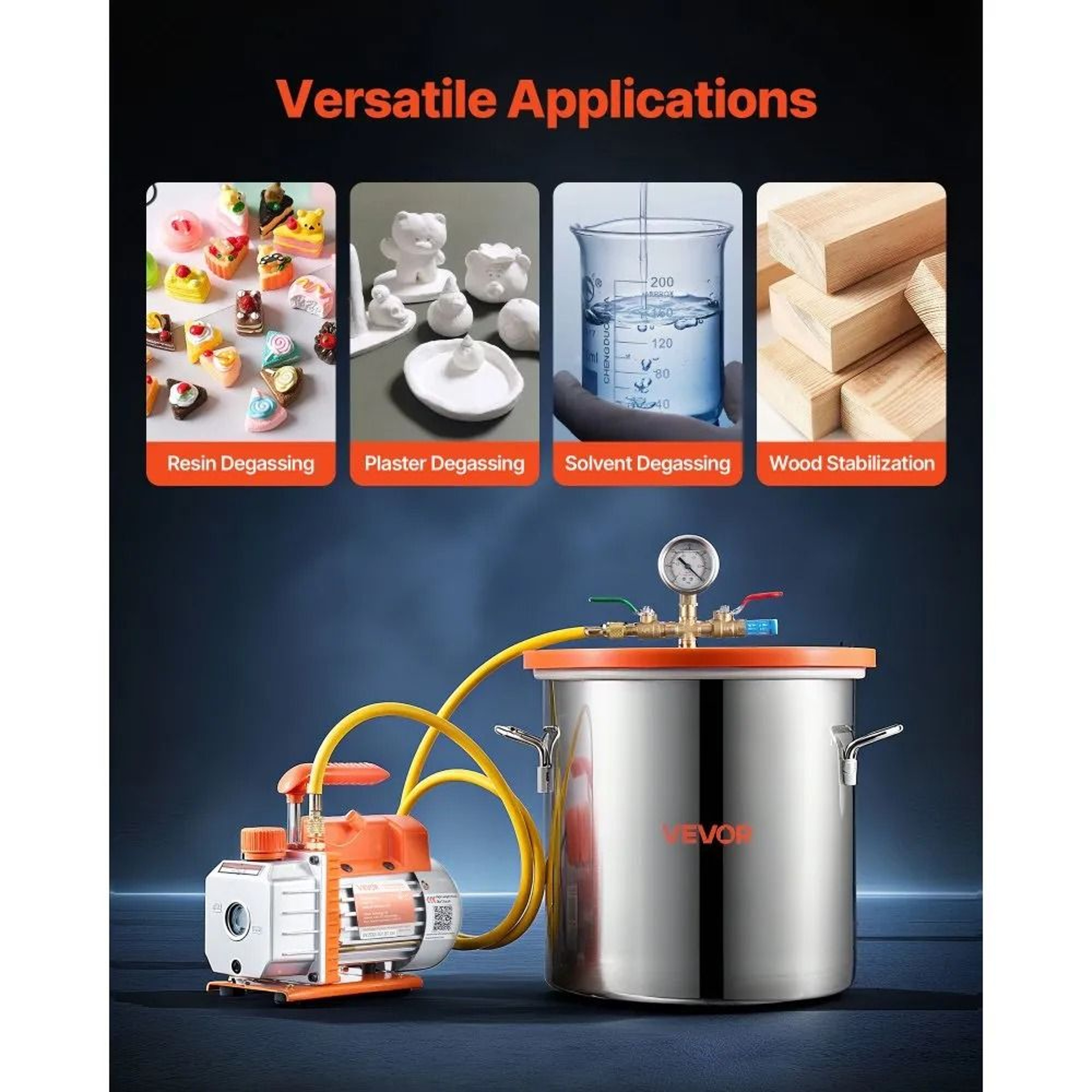 5 Gallon Vacuum Chamber Kit With 35 CFM Pump For Resin Degassing And Wood Stabilizing 3