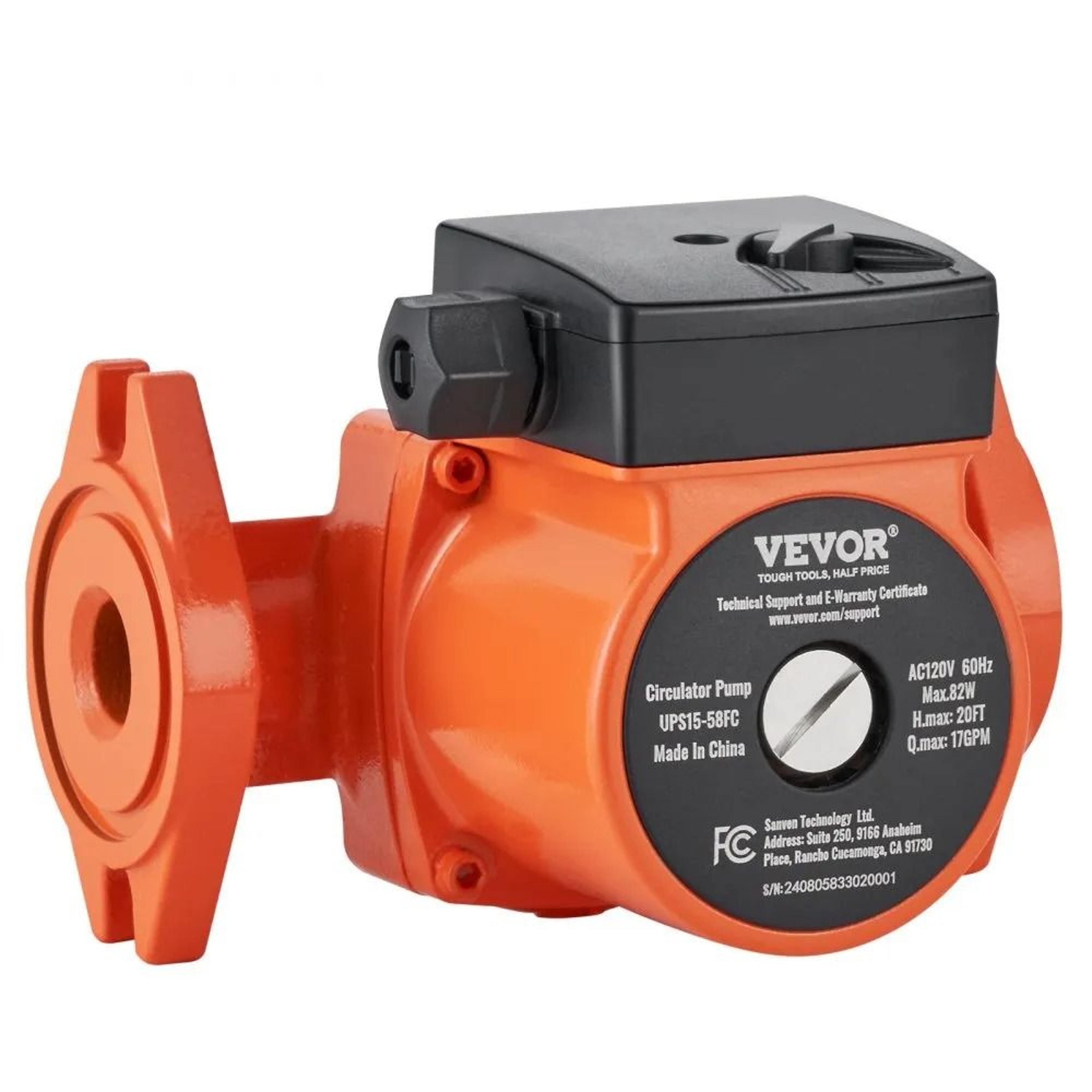 UPS1558FC Hot Water Recirculating Pump 110V 17 GPM 3 Speed Quiet Circulator Pump 8