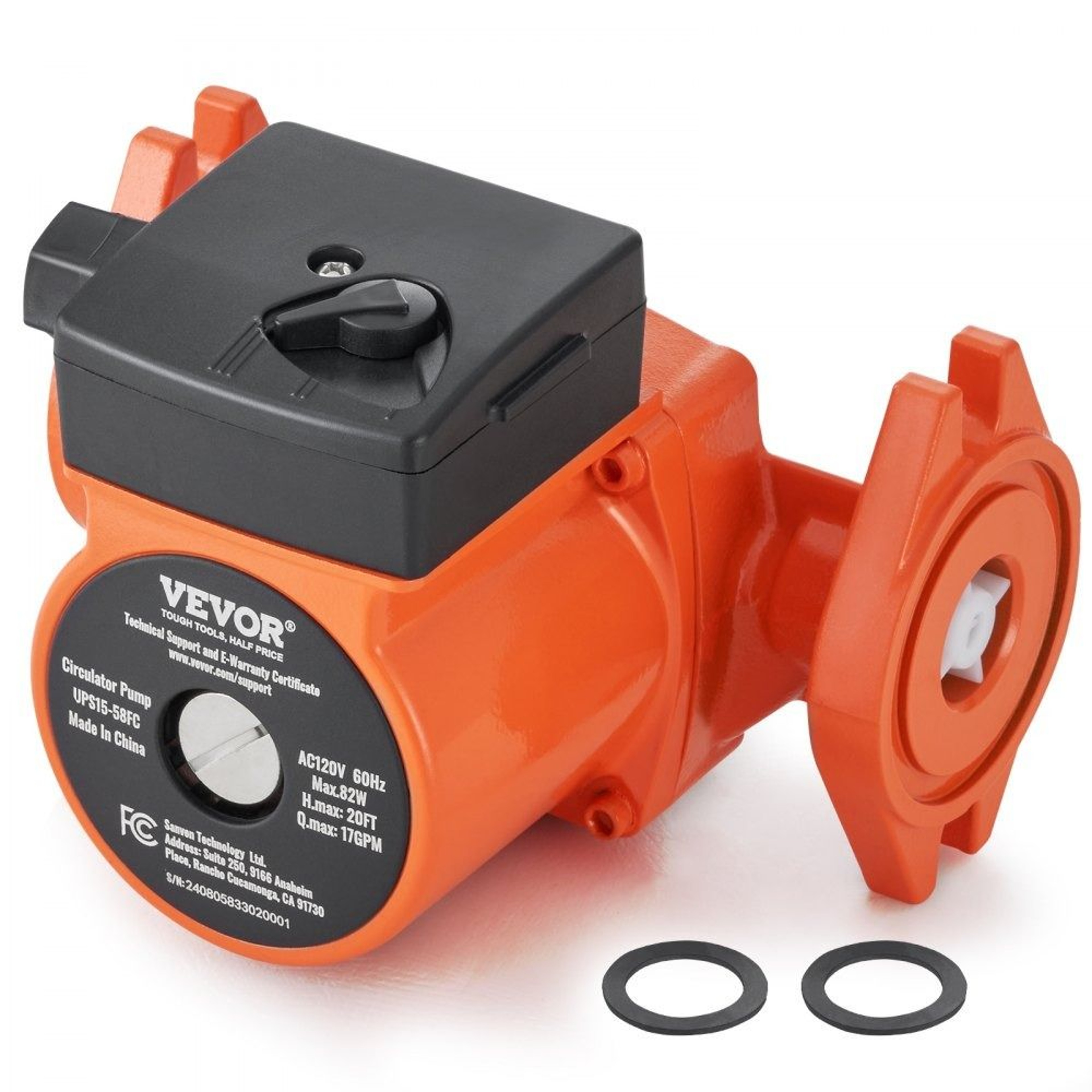 UPS1558FC Hot Water Recirculating Pump 110V 17 GPM 3 Speed Quiet Circulator Pump 0