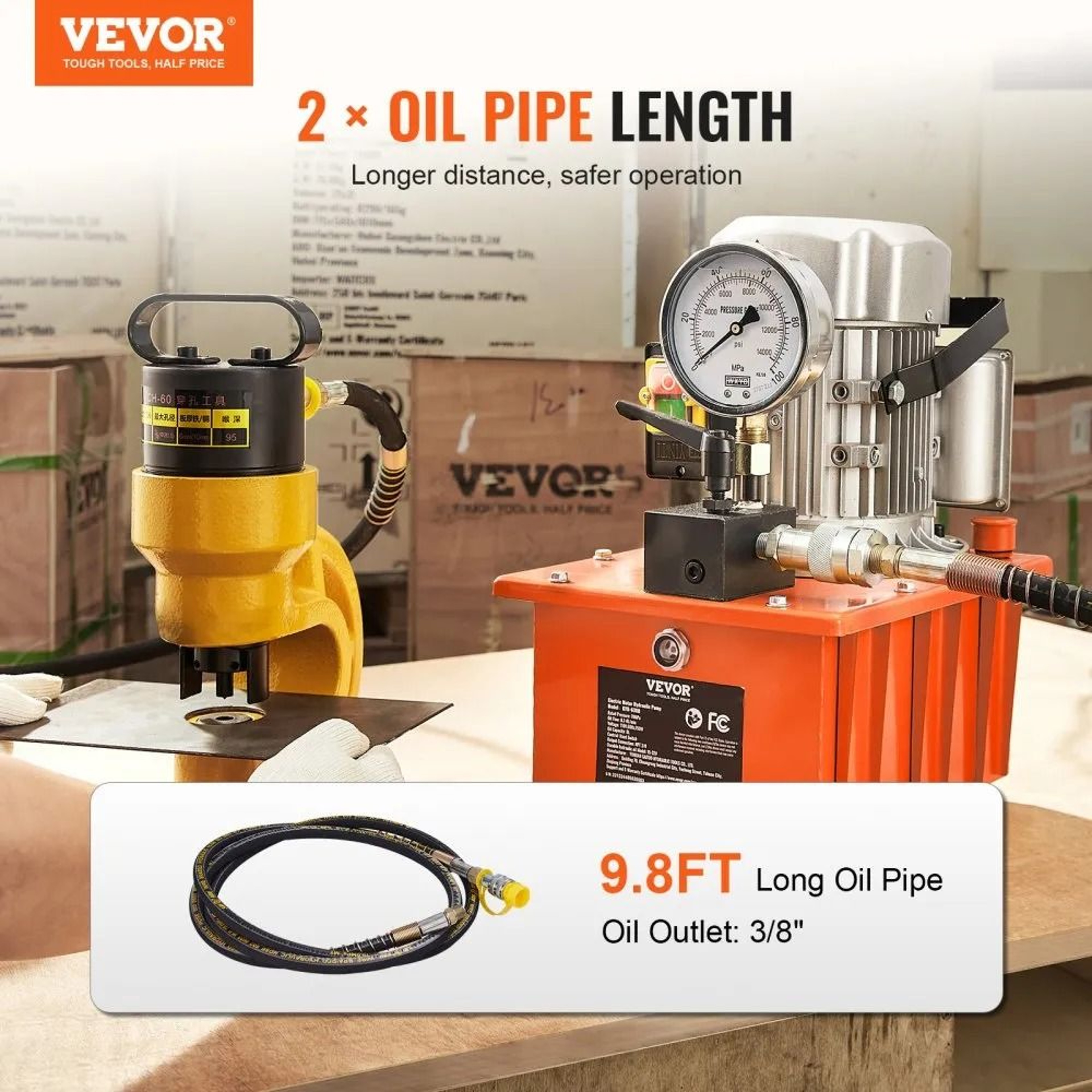 Electric Hydraulic Pump 10000 PSI 750W 110V 8L Single Acting Power Unit 1